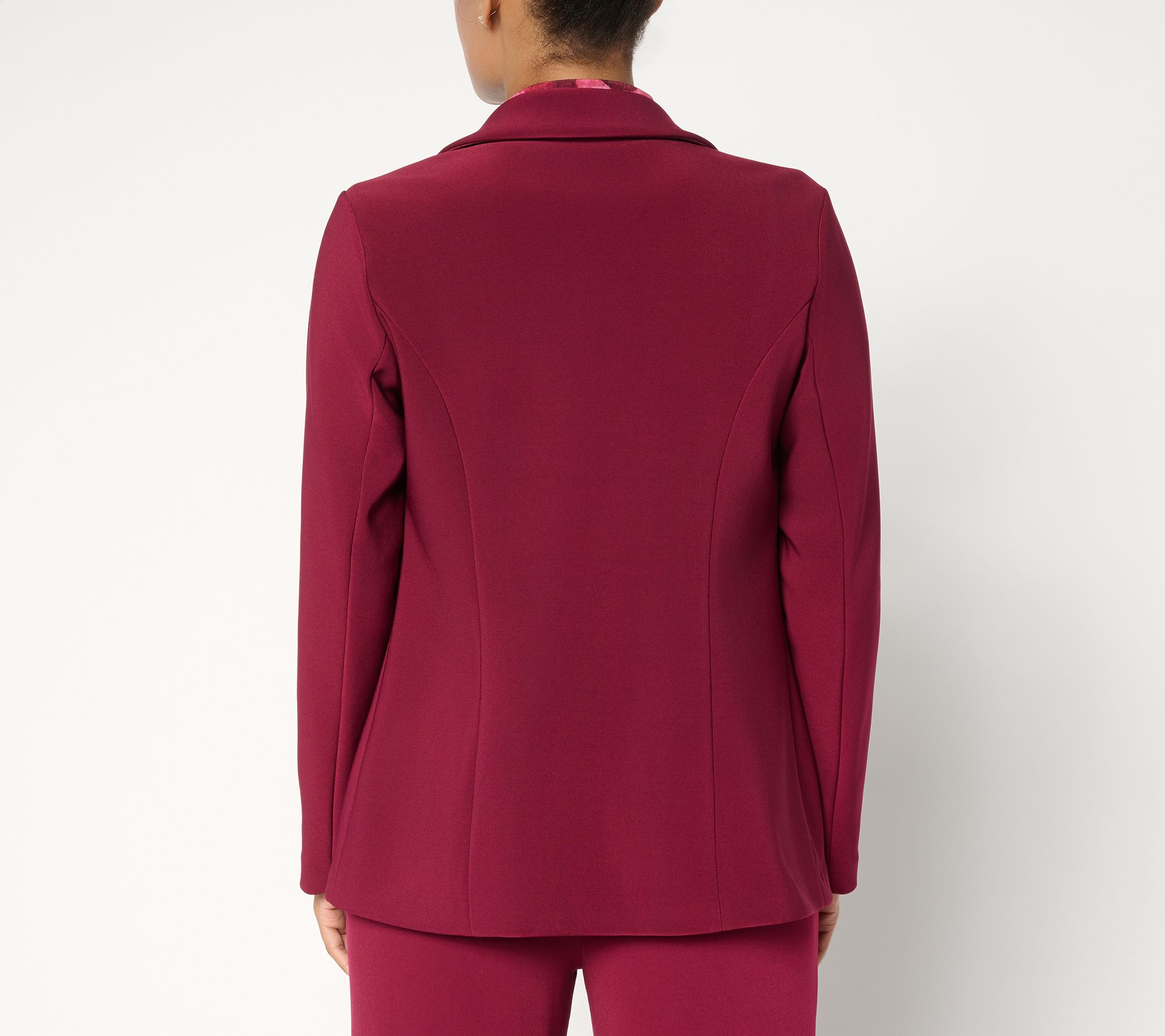 Susan Graver Petite Brushed Back LK Fusion Notch Collar Blazer