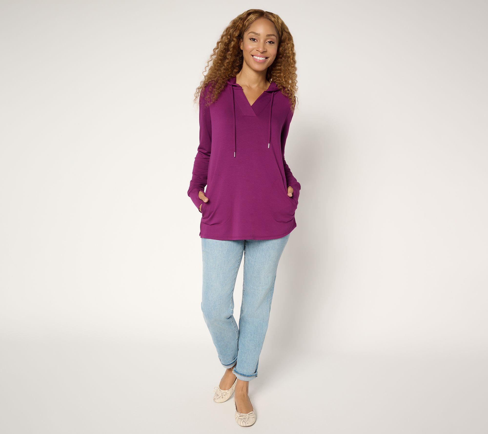 Brandis Dress Out Loud Acquitted Knit Split Neck Hoodie