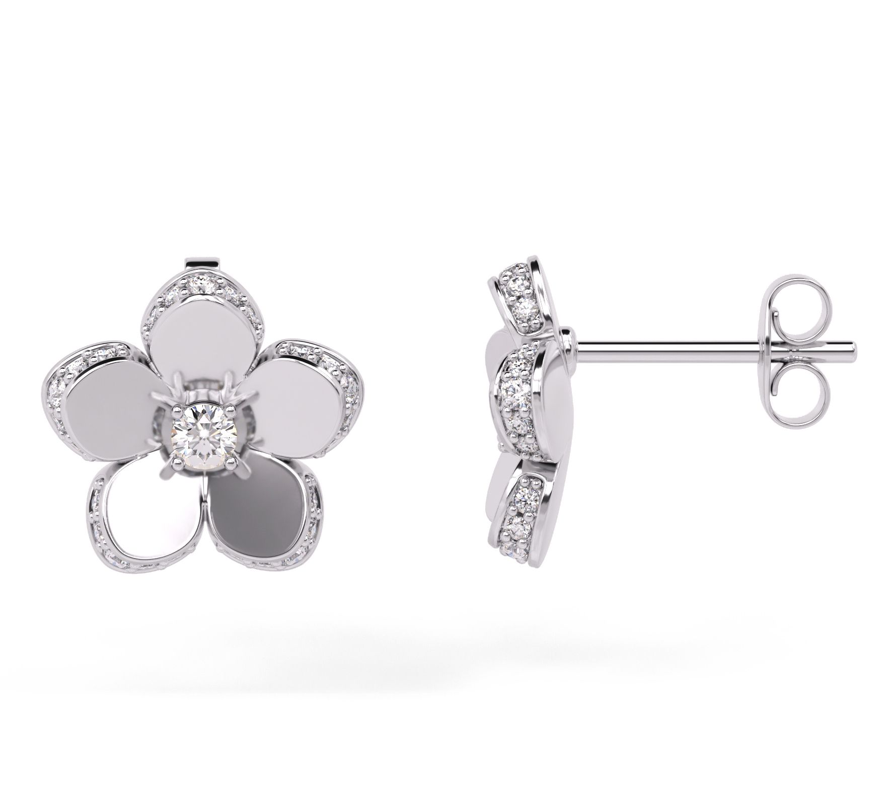 Diamonique 0.55 cttw Flower Stud Earrings, Sterling Silver