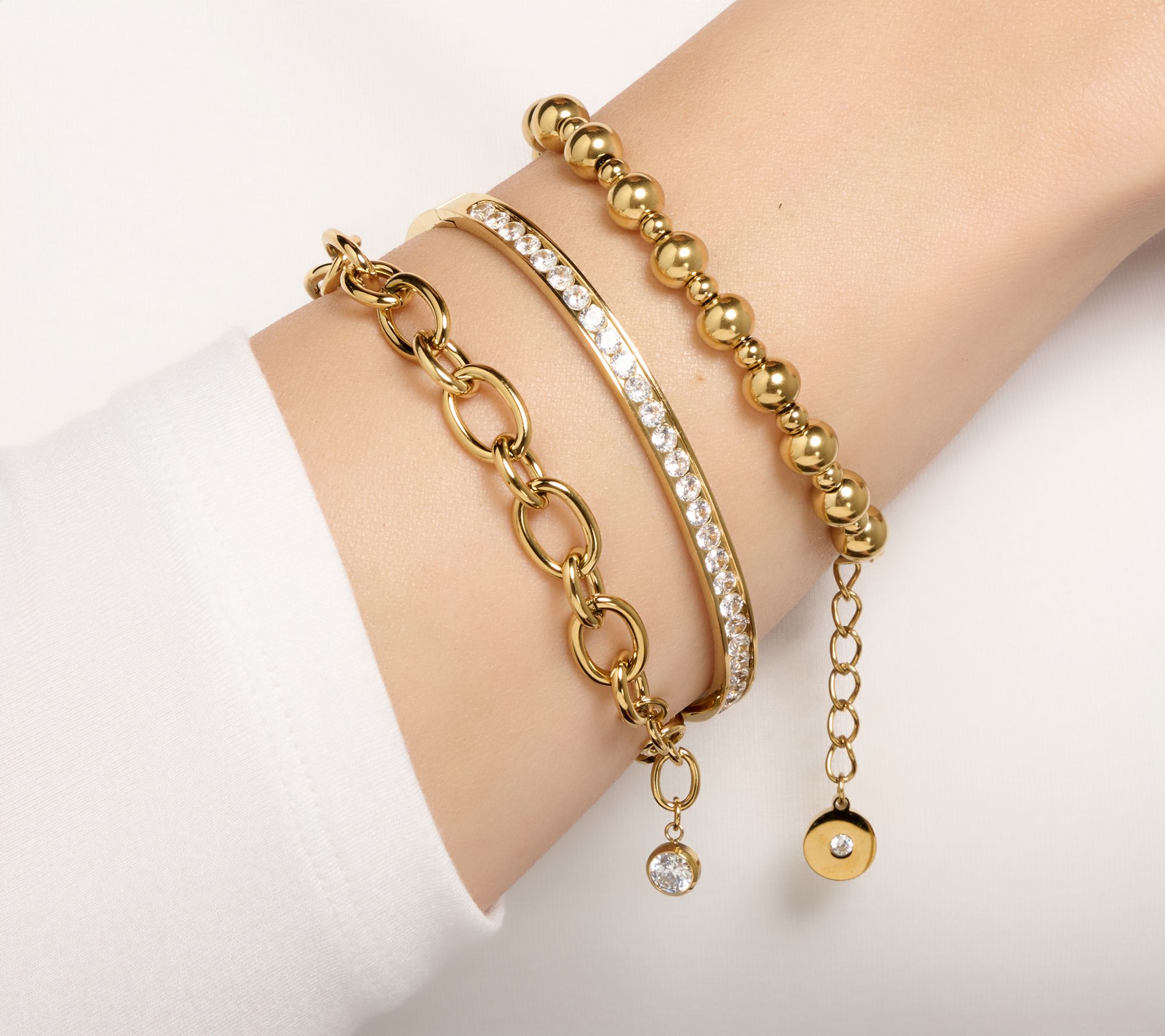 Steel by Diamonique Bangle & Bracelets Set