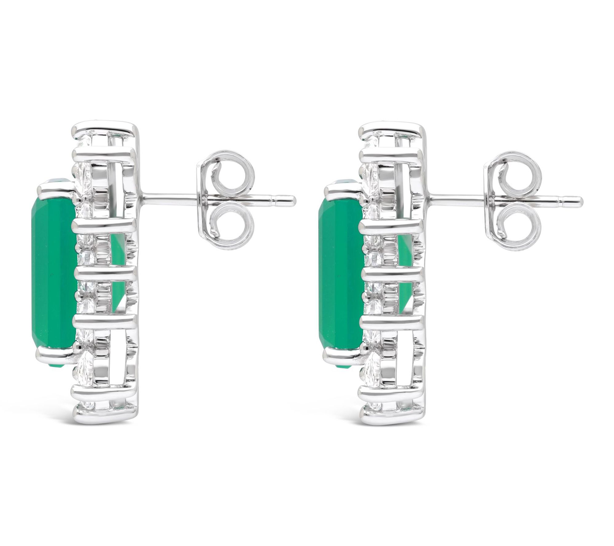 Ariva Sterling Green Chalcedony & White Topaz Vivien Earrings