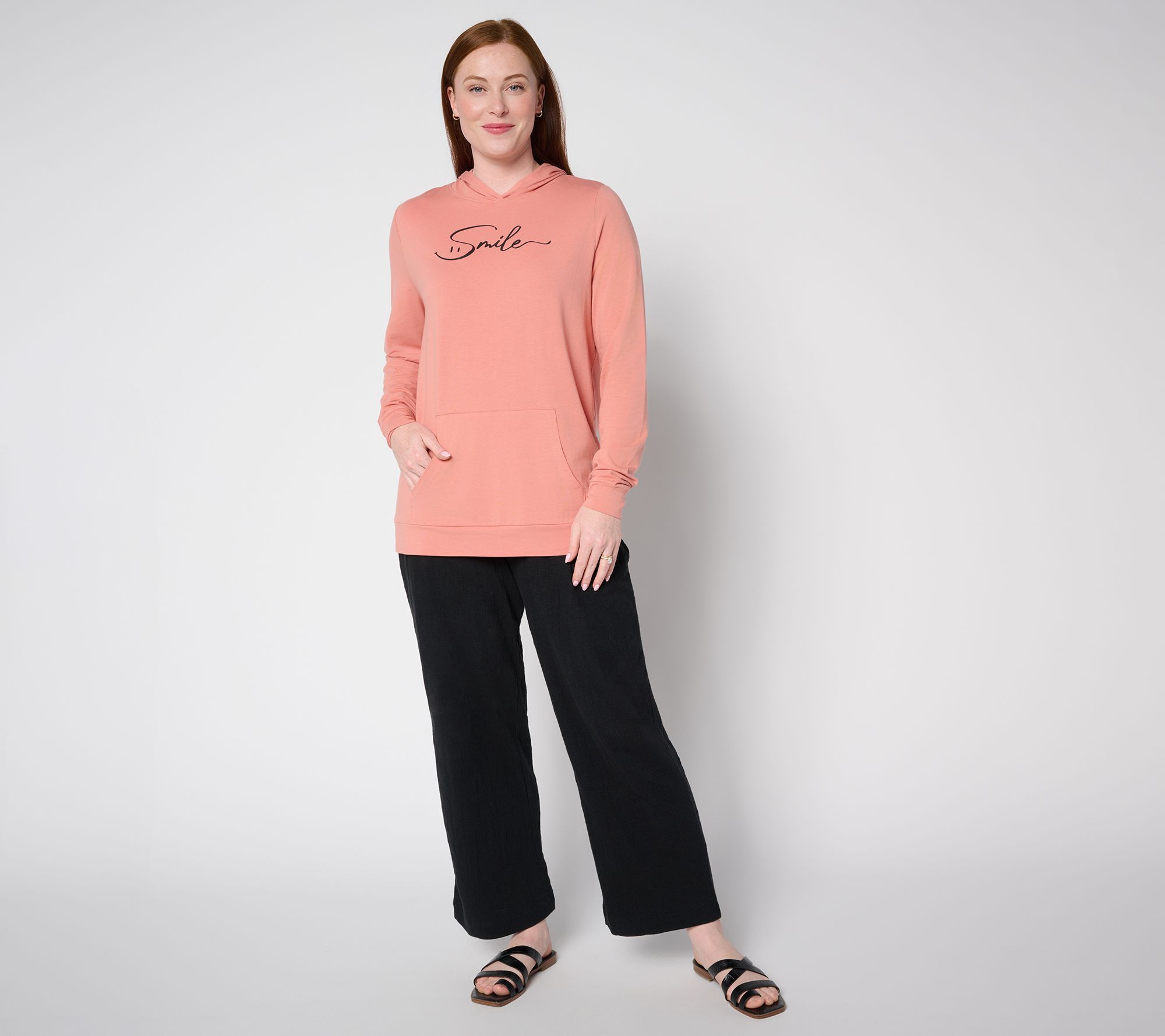 AnyBody Cozy Knit Jersey Message Hoodie