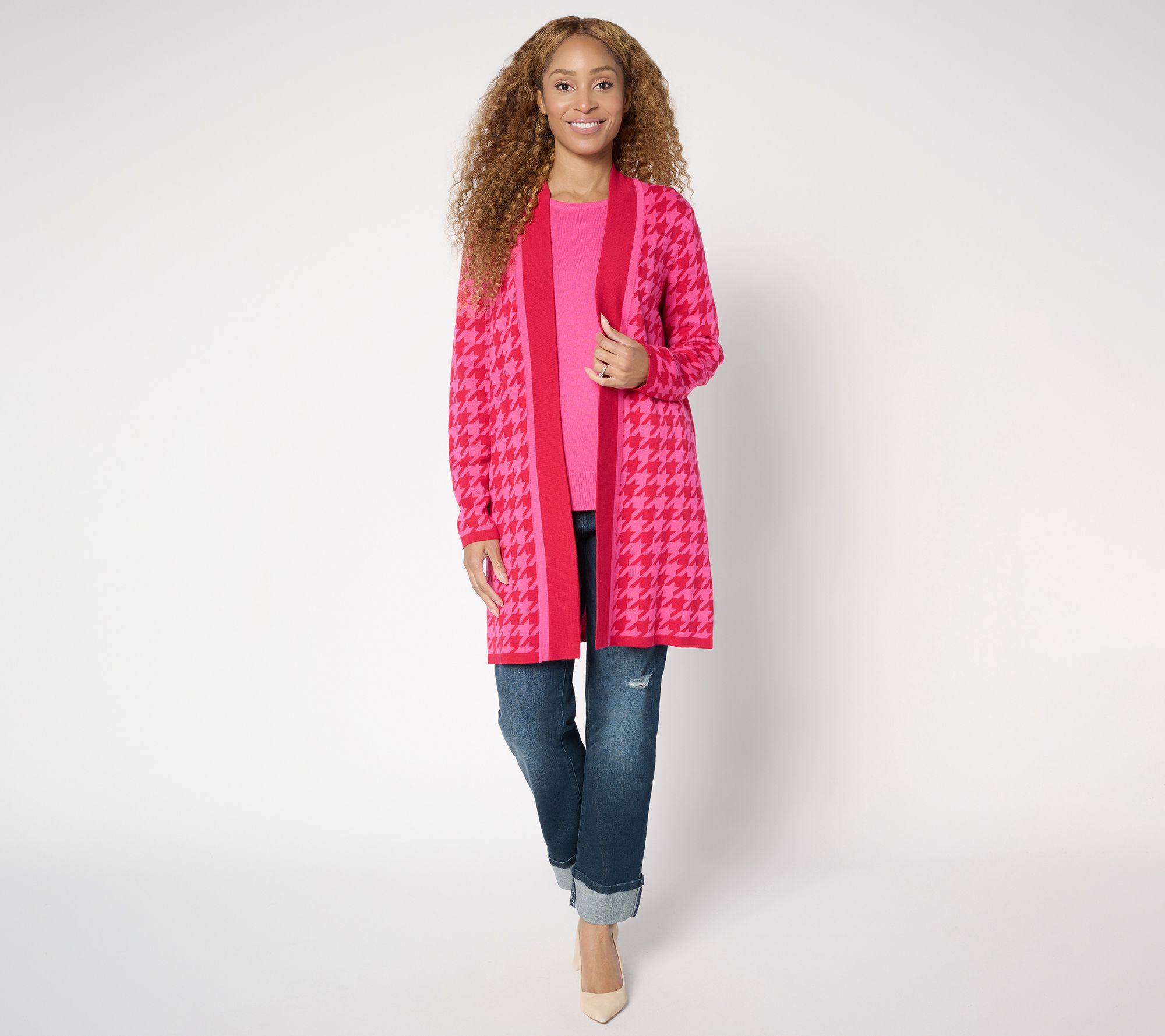 Branids Dress Out Loud Regular Houndstooth Duster Cardigan