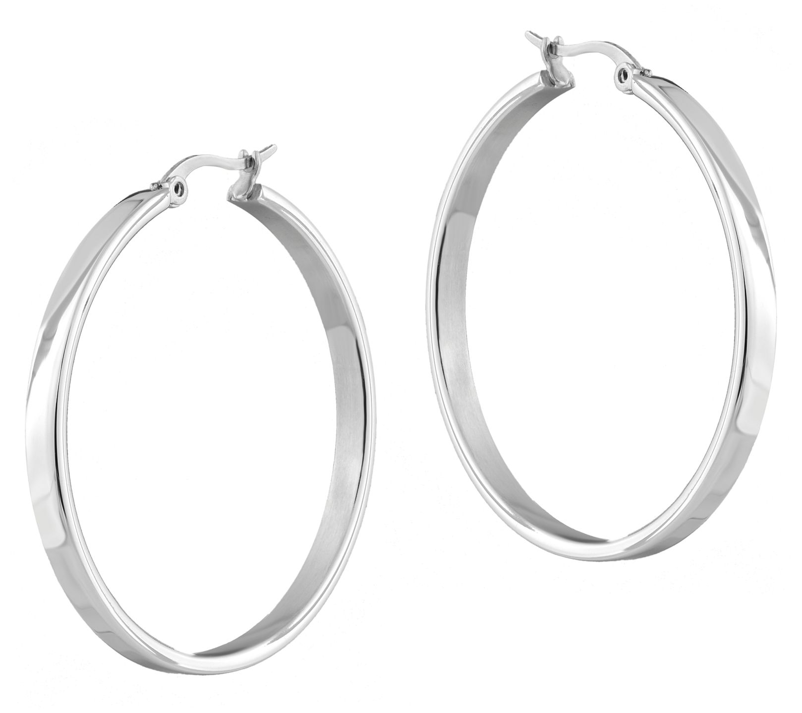 Steel by Design Round Flat Hoop Earrings
