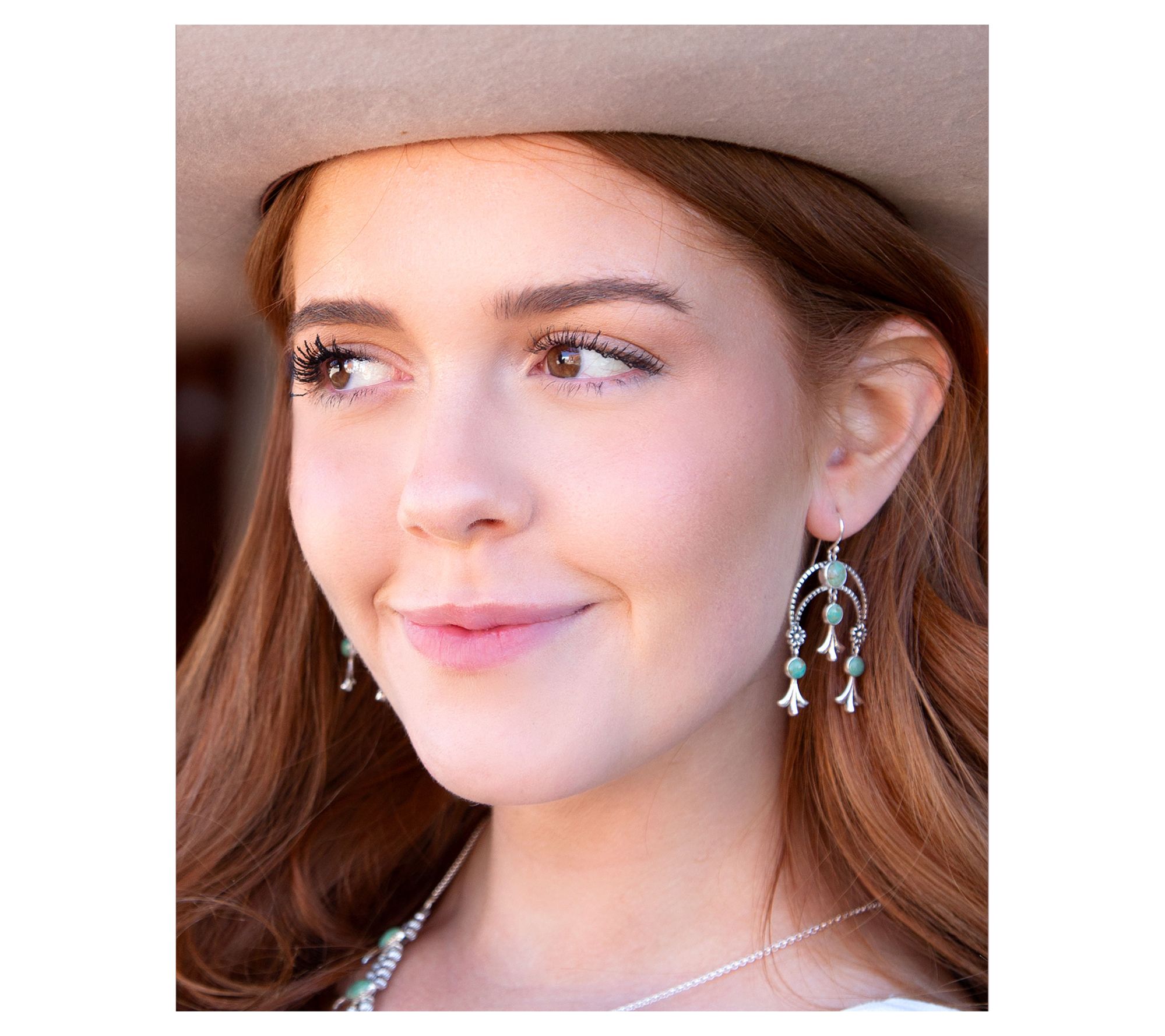 Barse Artisan Crafted Sterling Floral Blue Turquoise Earrings