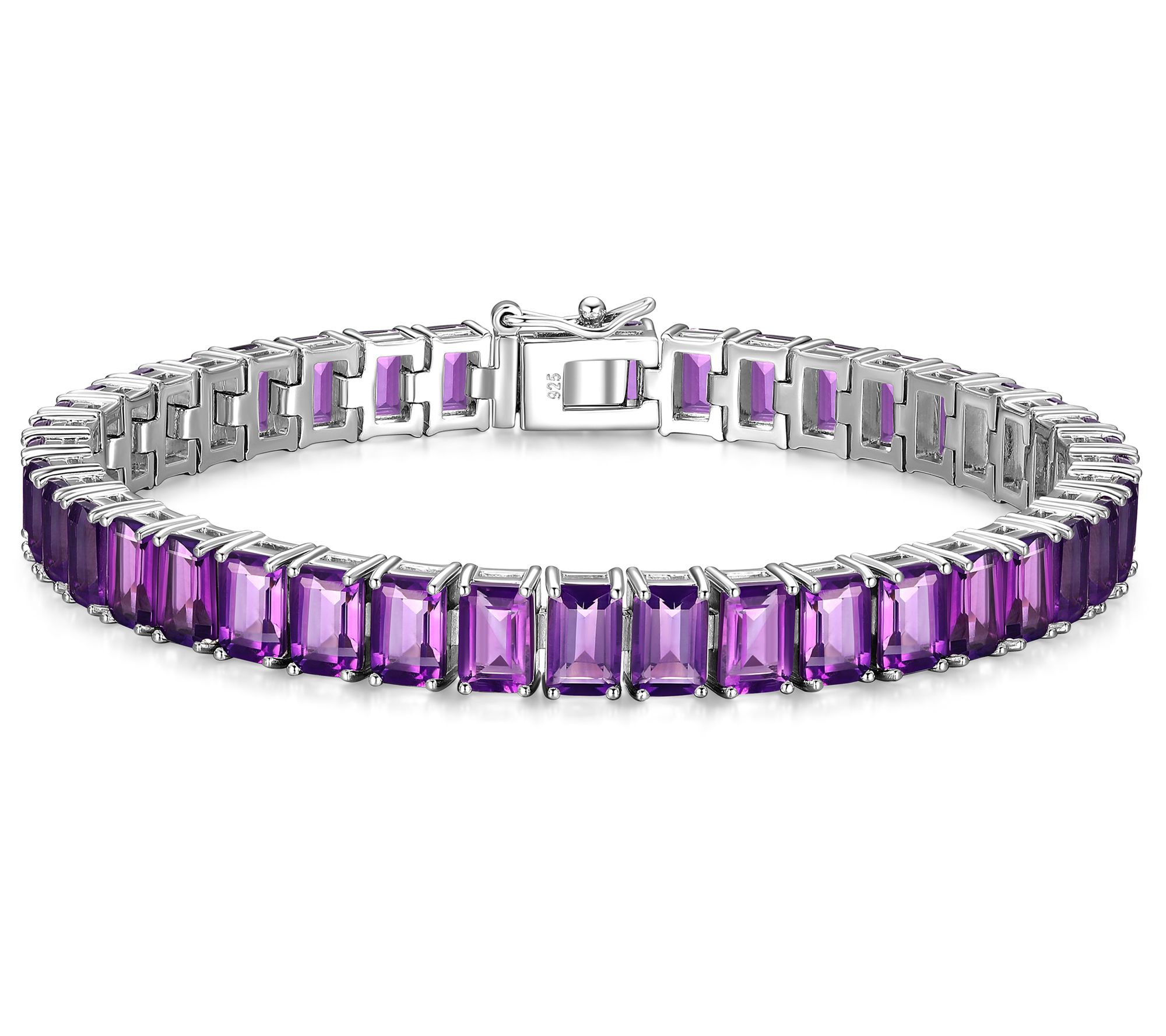 Affinity Gems Emerald Cut Gemstone Tennis Bracelet, Sterling