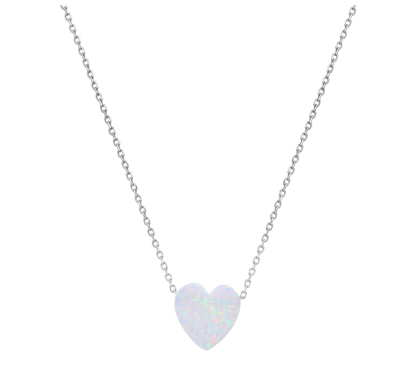 Sterling Silver Opal Heart Necklace