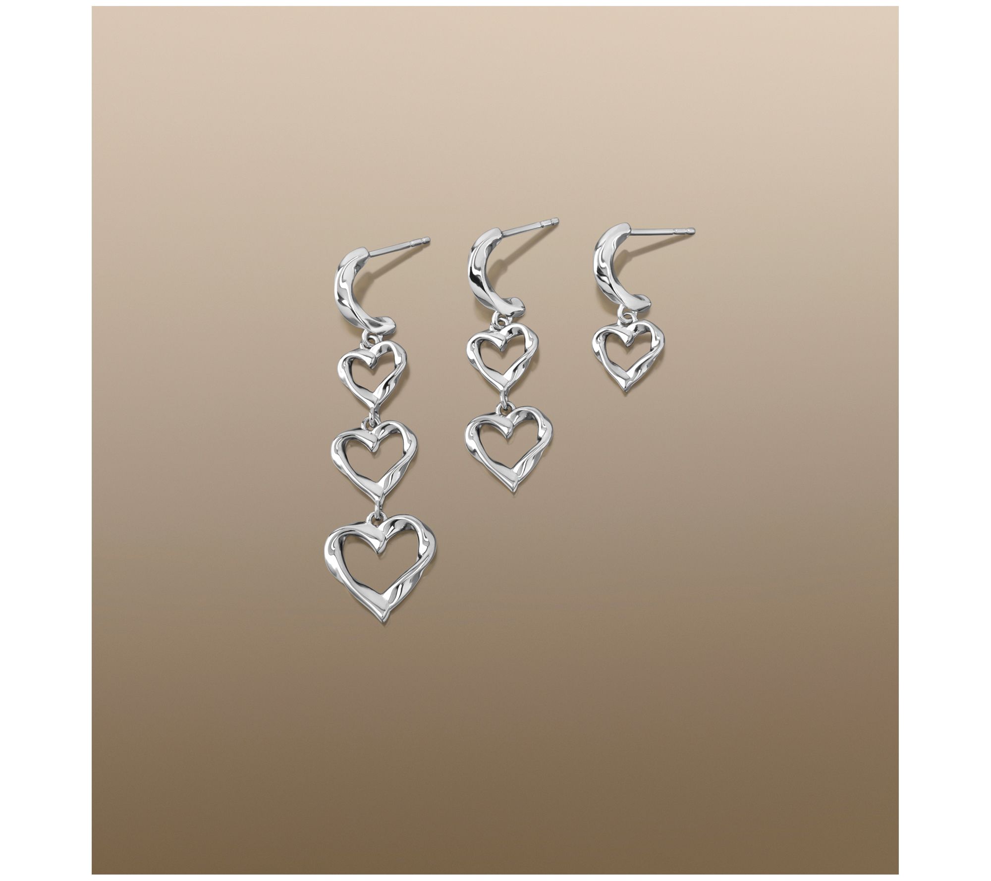Christian James by Scott Grimes Sterling Silver Triple Heart Drop Earrings