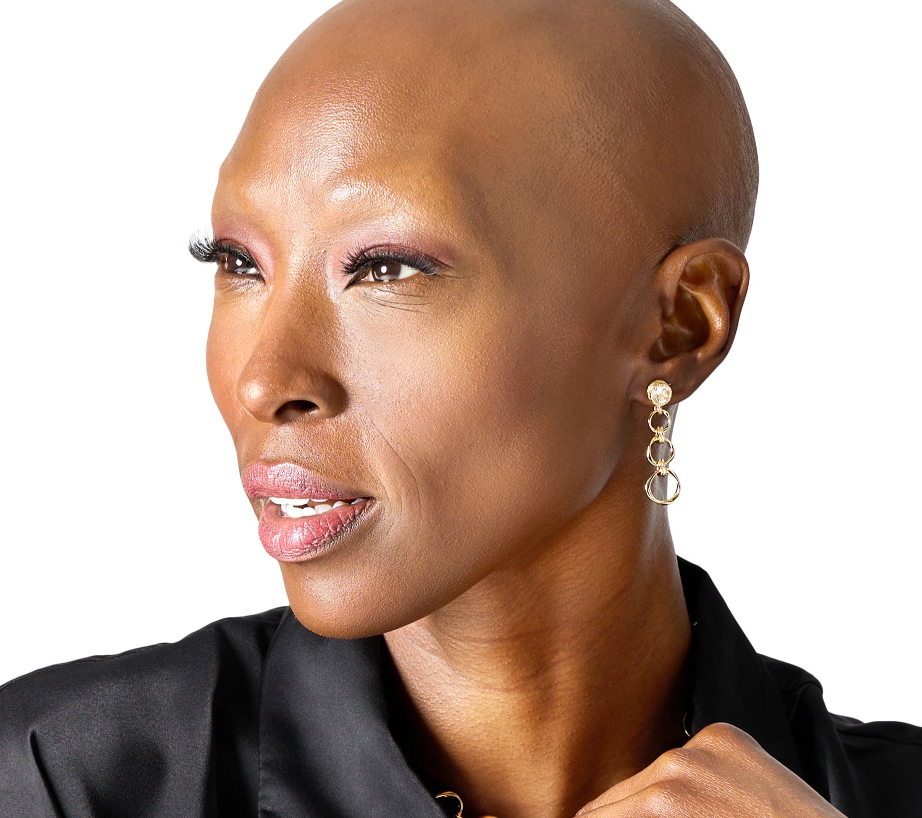 Christian James by Scott Grimes 14K Gold Clad Gemstone Ripple Circle Earrings