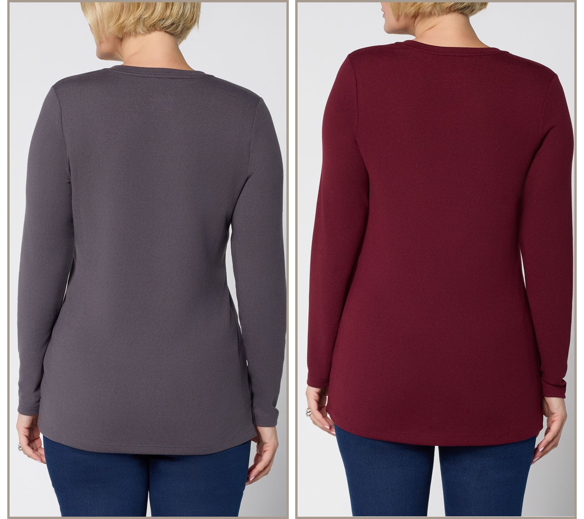 Denim & Co. Essentials Heavenly Jersey 2-Pack V-Neck Tunics