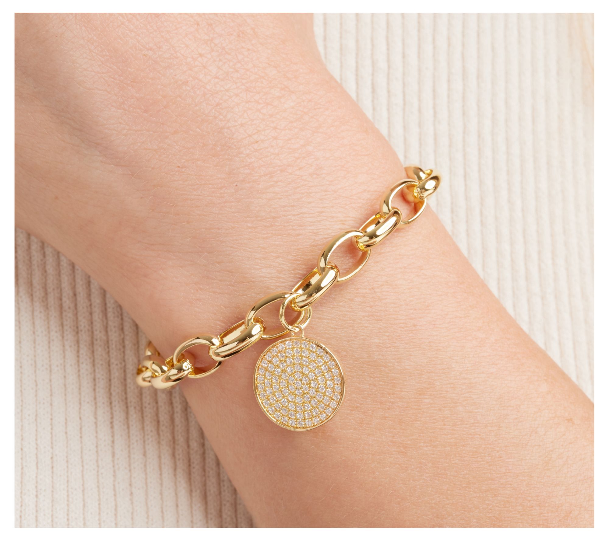 Diamonique Oval Link Charm Bracelet