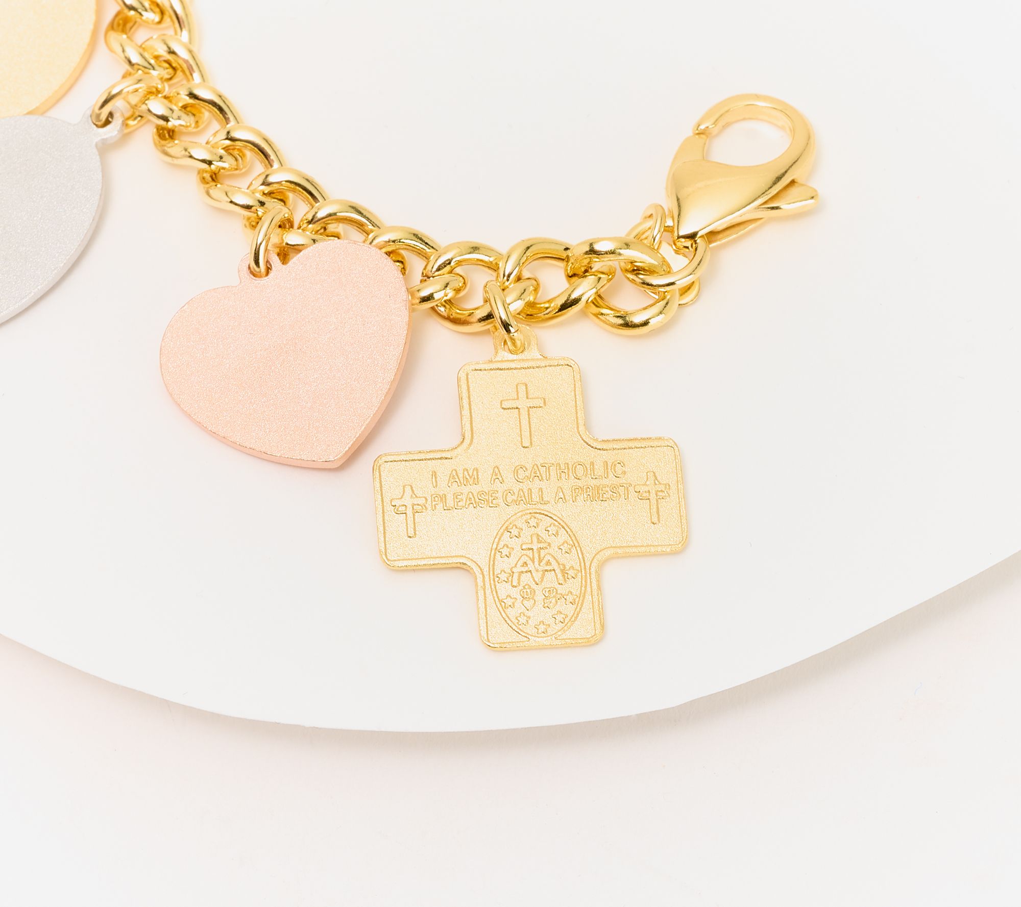 David Markstein Sterling Silver Multi Charm Curb Link Bracelet