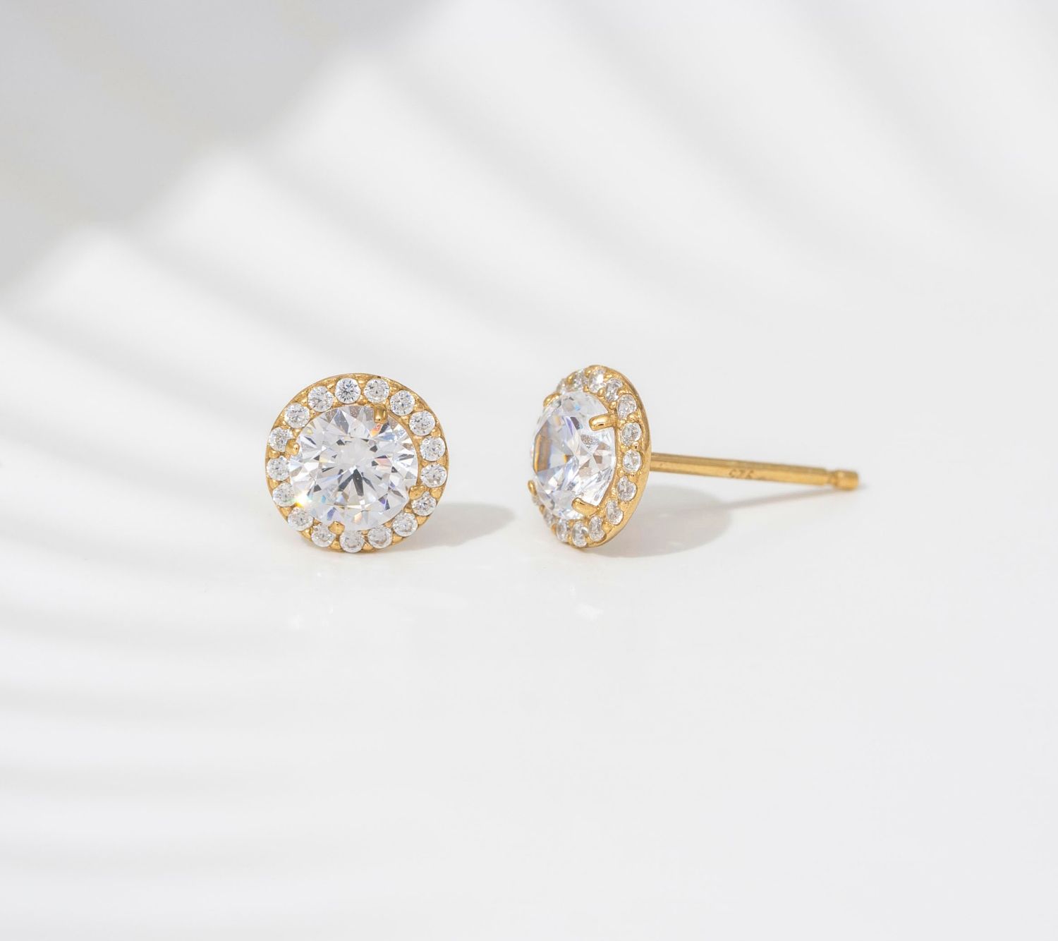 Diamonique 2.00 cttw Halo Stud Earrings, 14K Gold