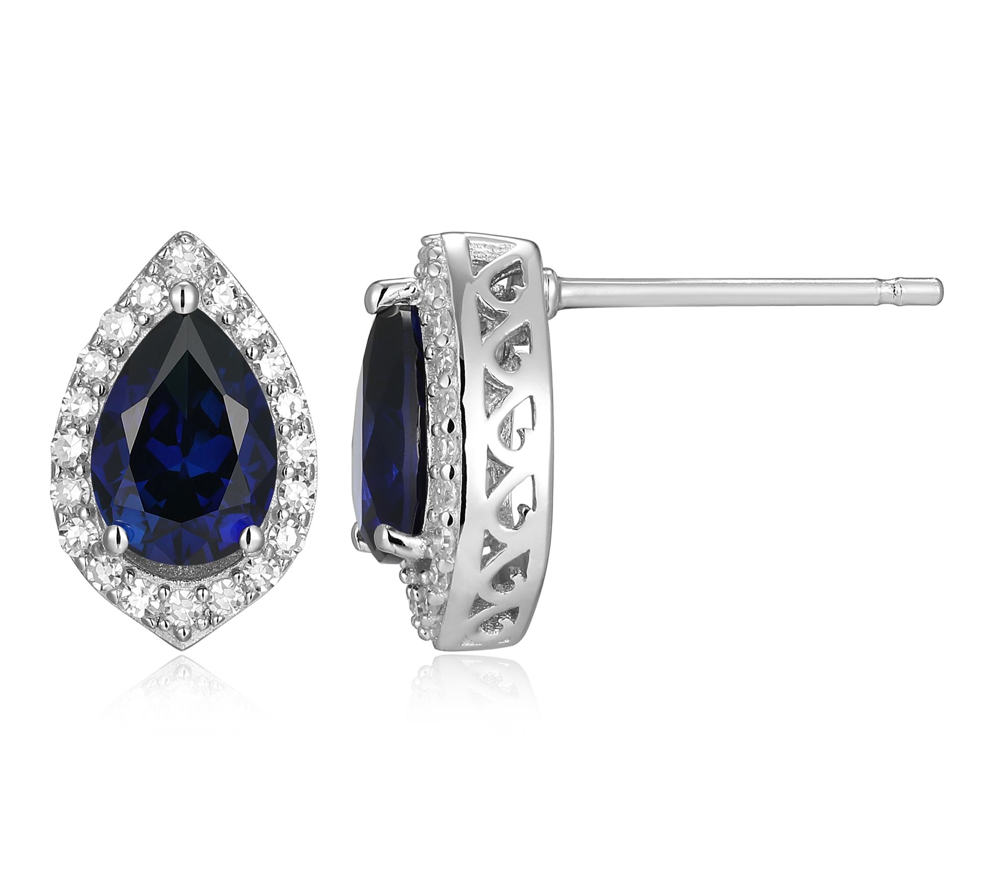 LuxLab Grown Pear Gemstone & Diamond Earrings, Sterling Silver