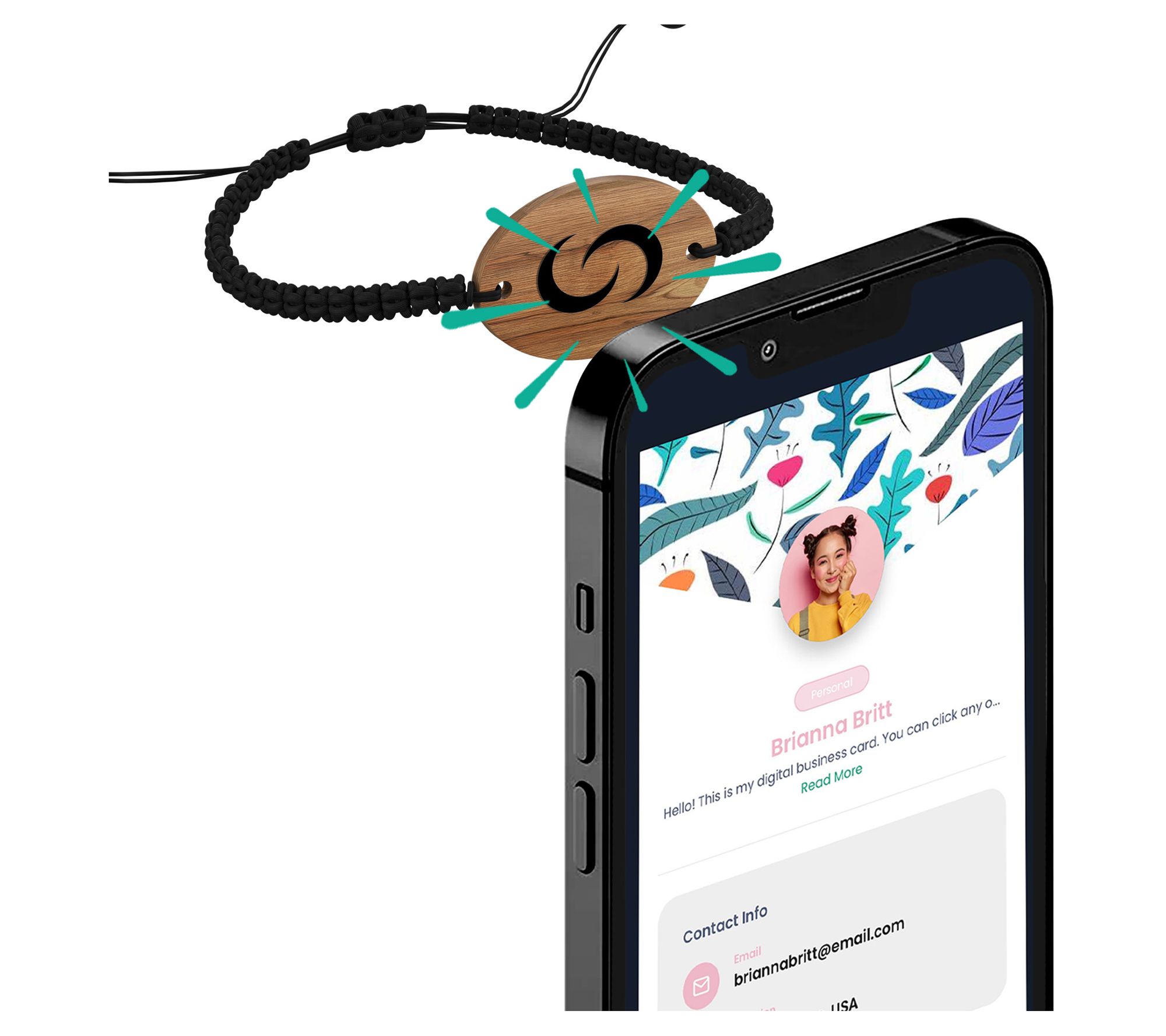 Contact Co. Smart Tap-to-Share Wooden WearableBracelet