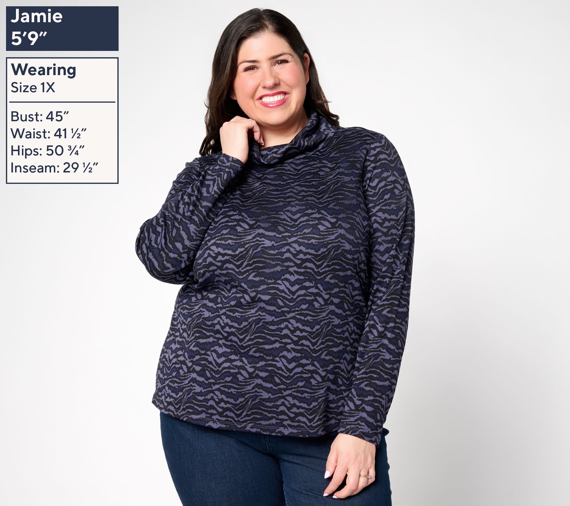 Martha Stewart Signature Printed Knit Turtleneck Top