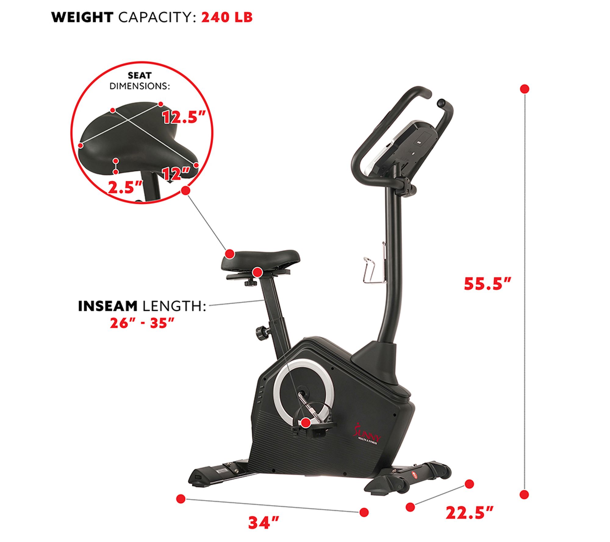 Sunny Health & Fitness Programmable Upright Bike