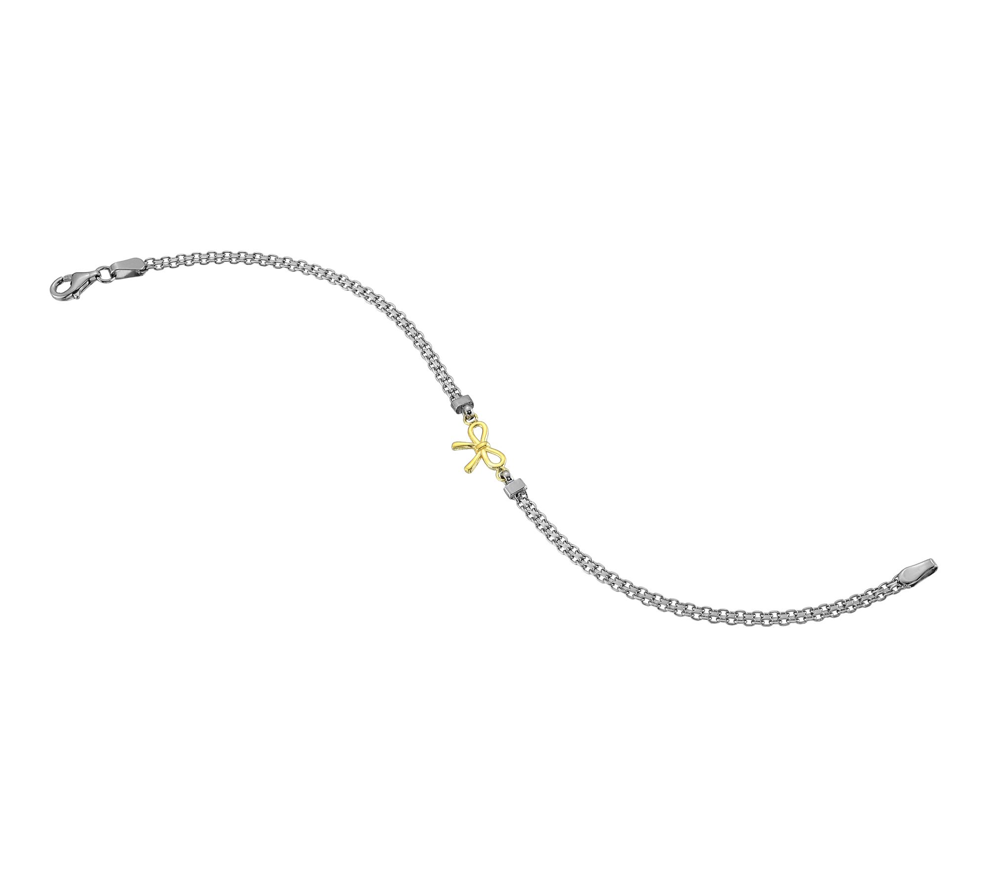Silver Style Two-Tone Bow Bismark Bracelet, Sterling