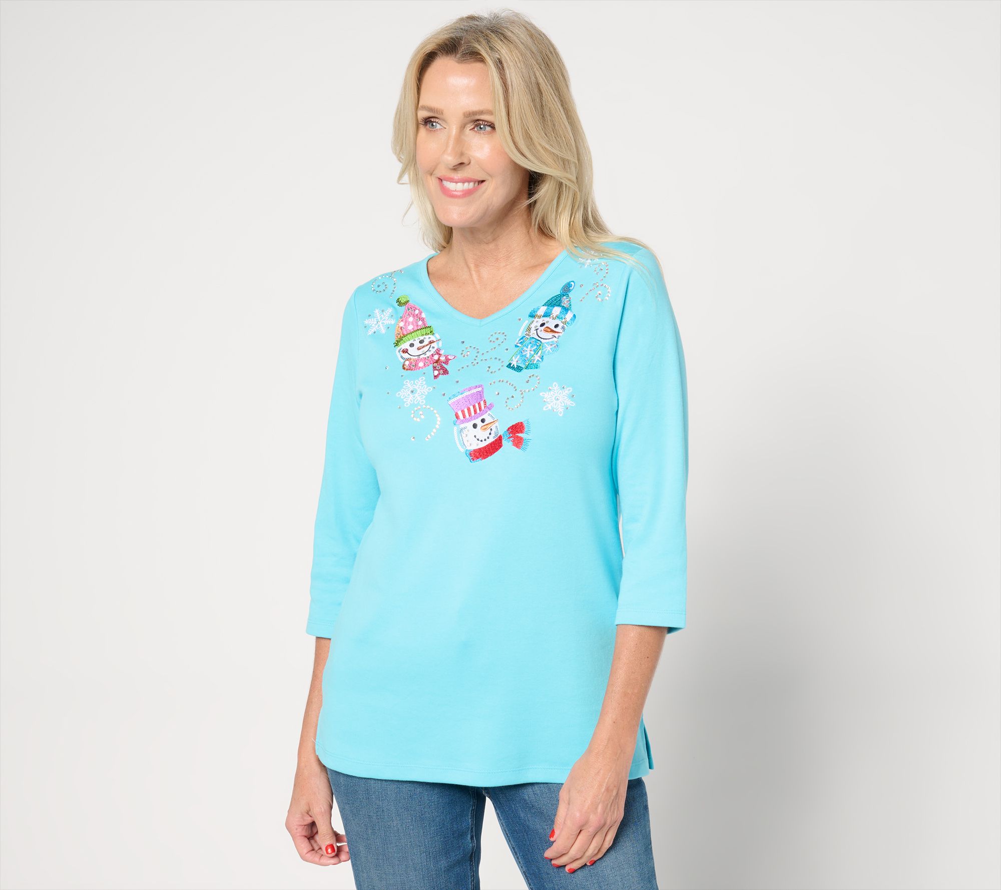 Quacker Factory Holiday Trio 3/4 Sleeve Top