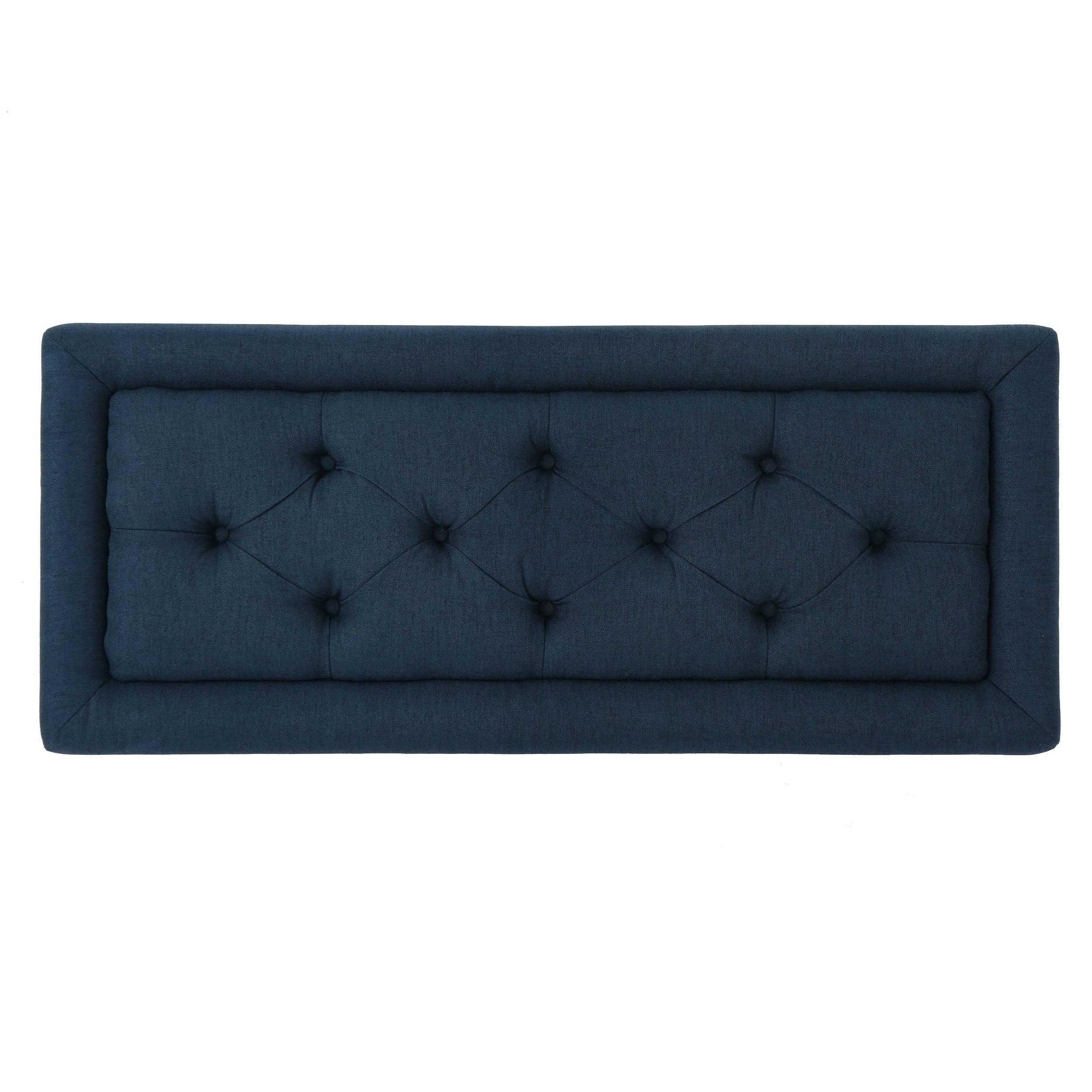 Christopher Knight Home Zyler Rectangle Tufted Fabric Ottoman Bench by, Blue