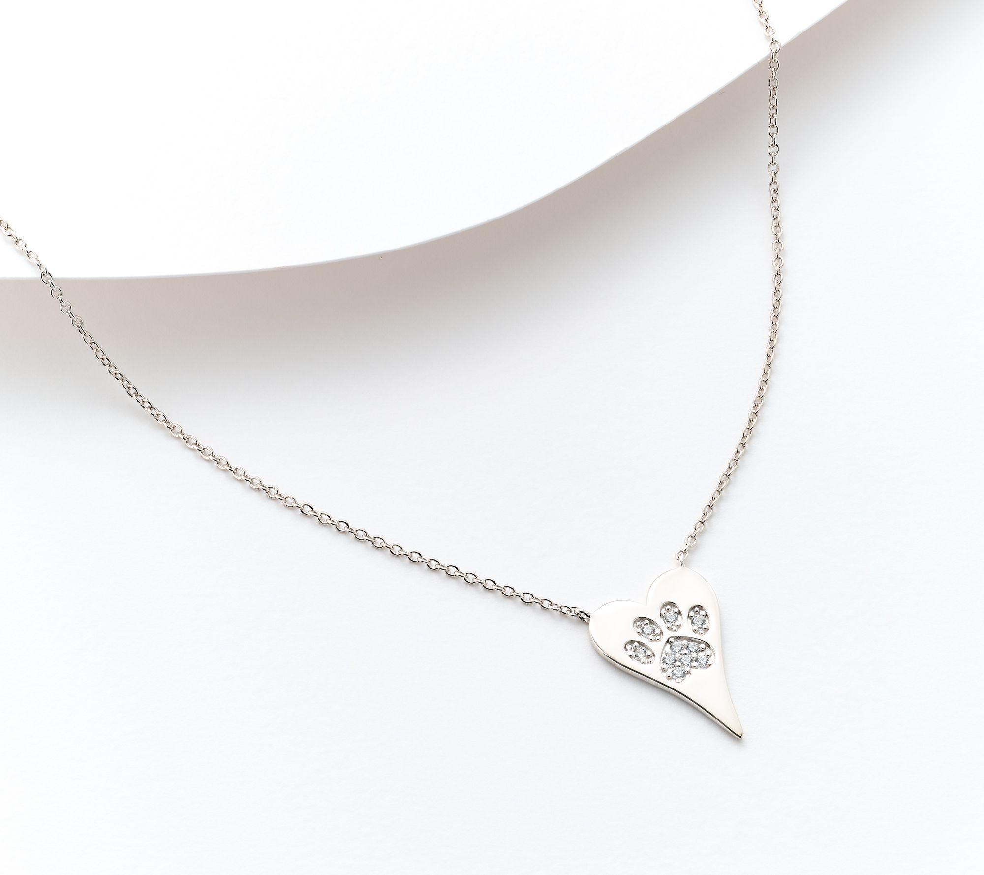 Diamonique x Jennifer Miller Heart Motif Necklace, Sterling Silver