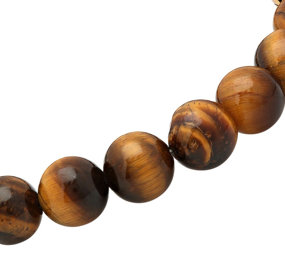 Steel by Design Men's Tiger's Eye & Skull Strech Bracelet