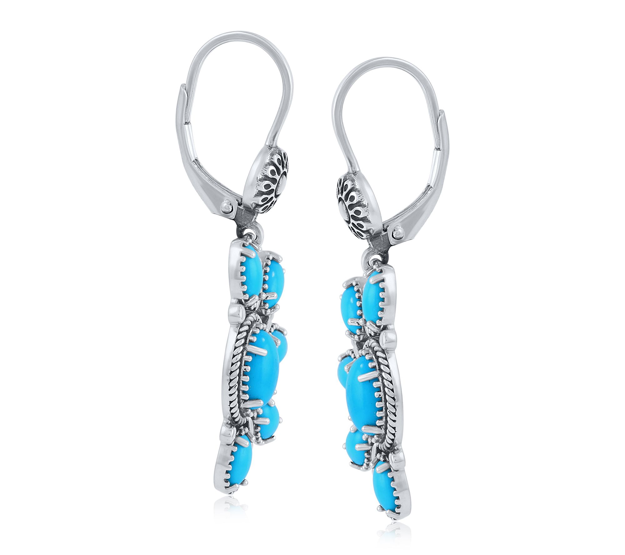 American West Sterling Turquoise Lever Back Earrings