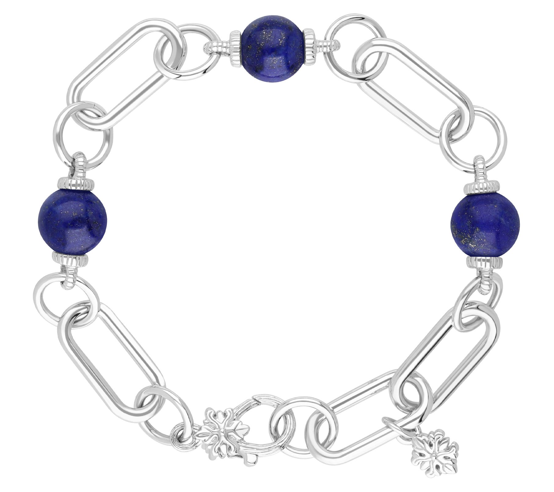 Ariva Sterling Paperclip Link Gemstone Bead Bracelet