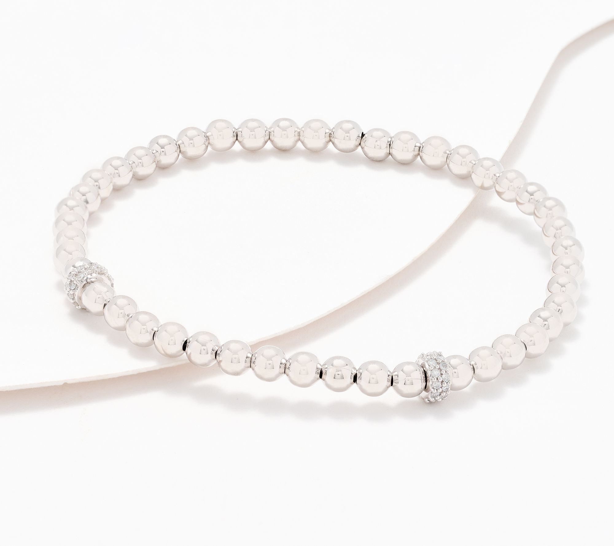 Accents by Affinty Double Pave Bead 0.24 cttw Bracelet, Sterl
