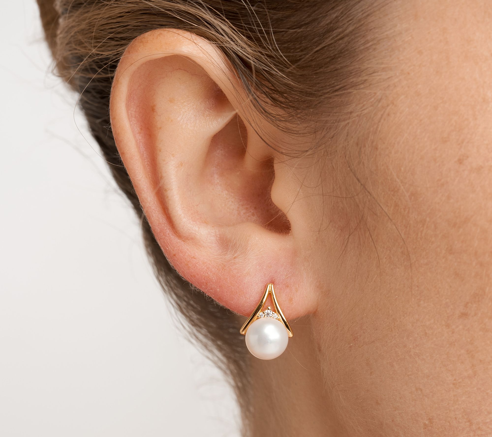 Diamonique and Cultured Freshwater Pearl Earrings