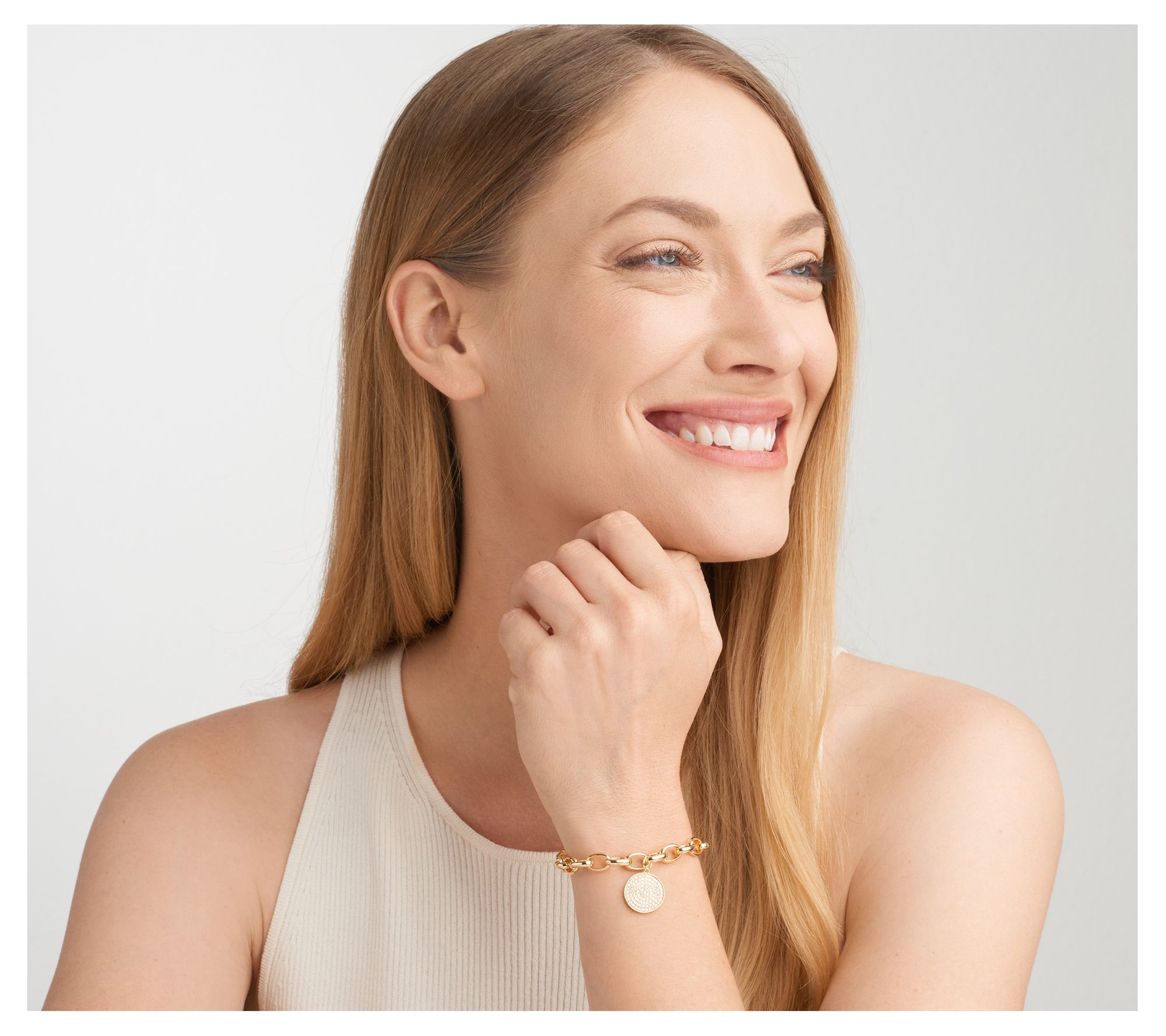 Diamonique Oval Link Charm Bracelet