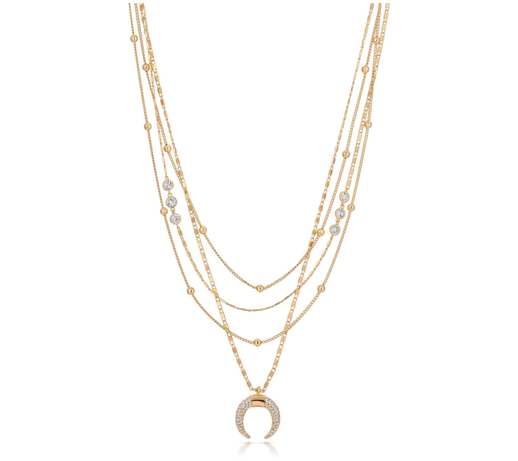 Ettika Crescent Horn Layered-Chain Necklace