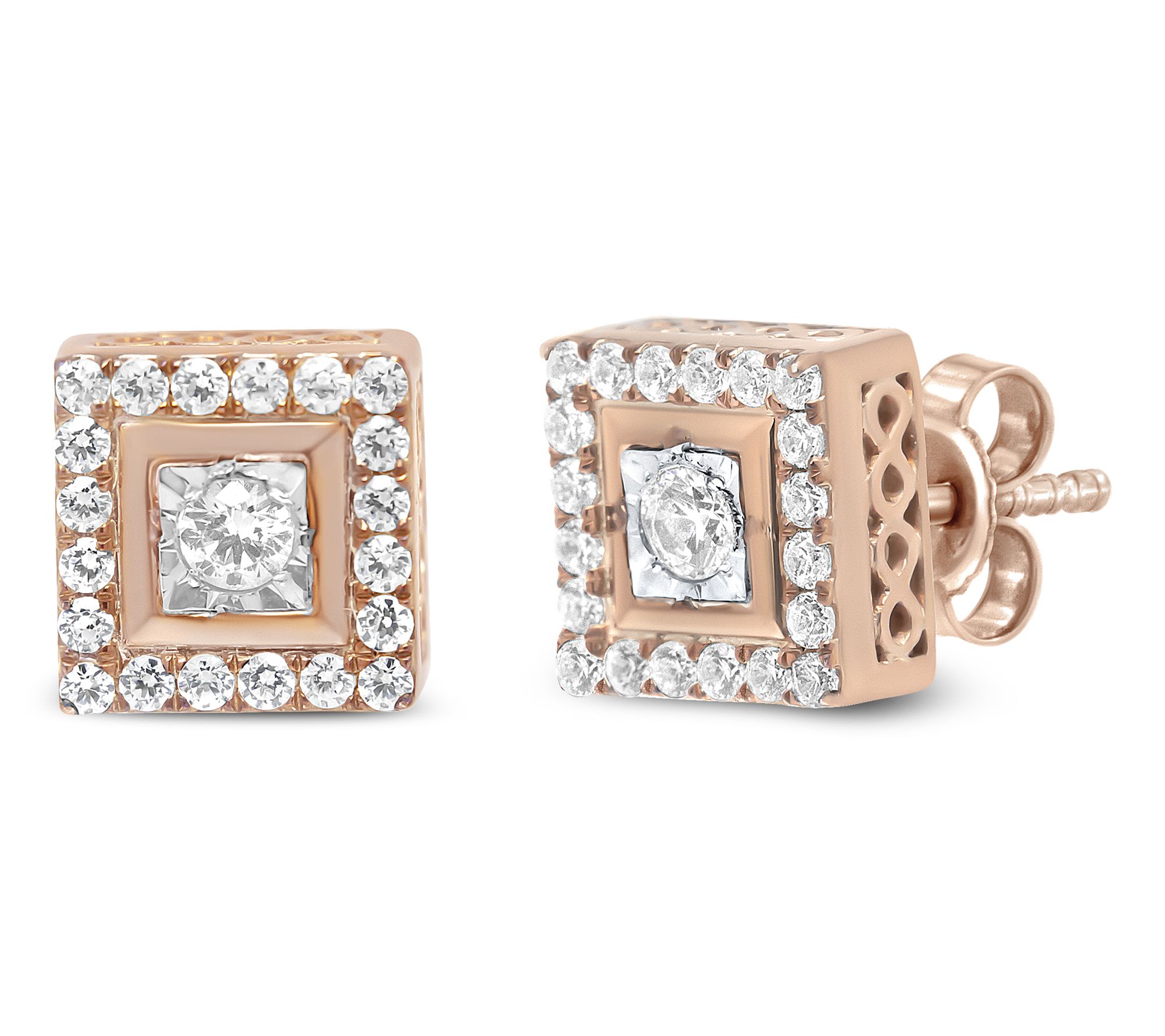 Haus of Brilliance 0.50 cttw Diamond Earrings,14K Rose Plated