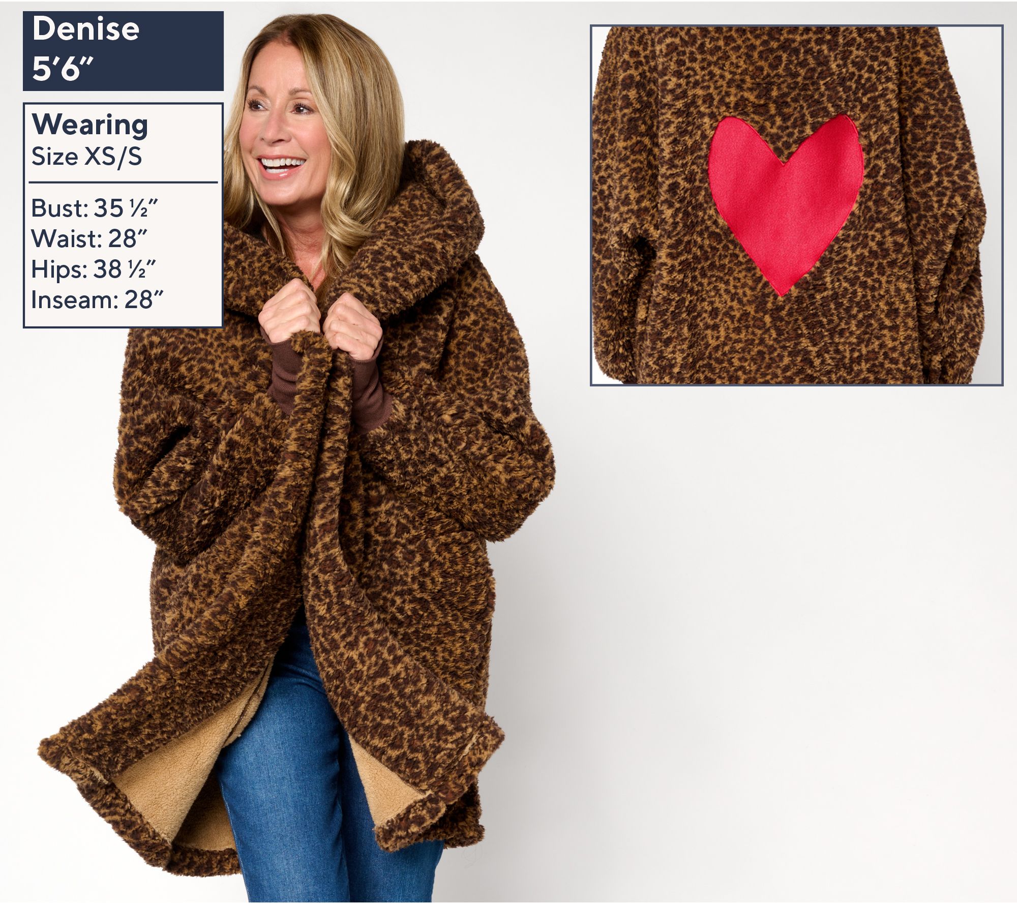 By Jill Martin Petite Sherpa Embroidered Hooded Lounger