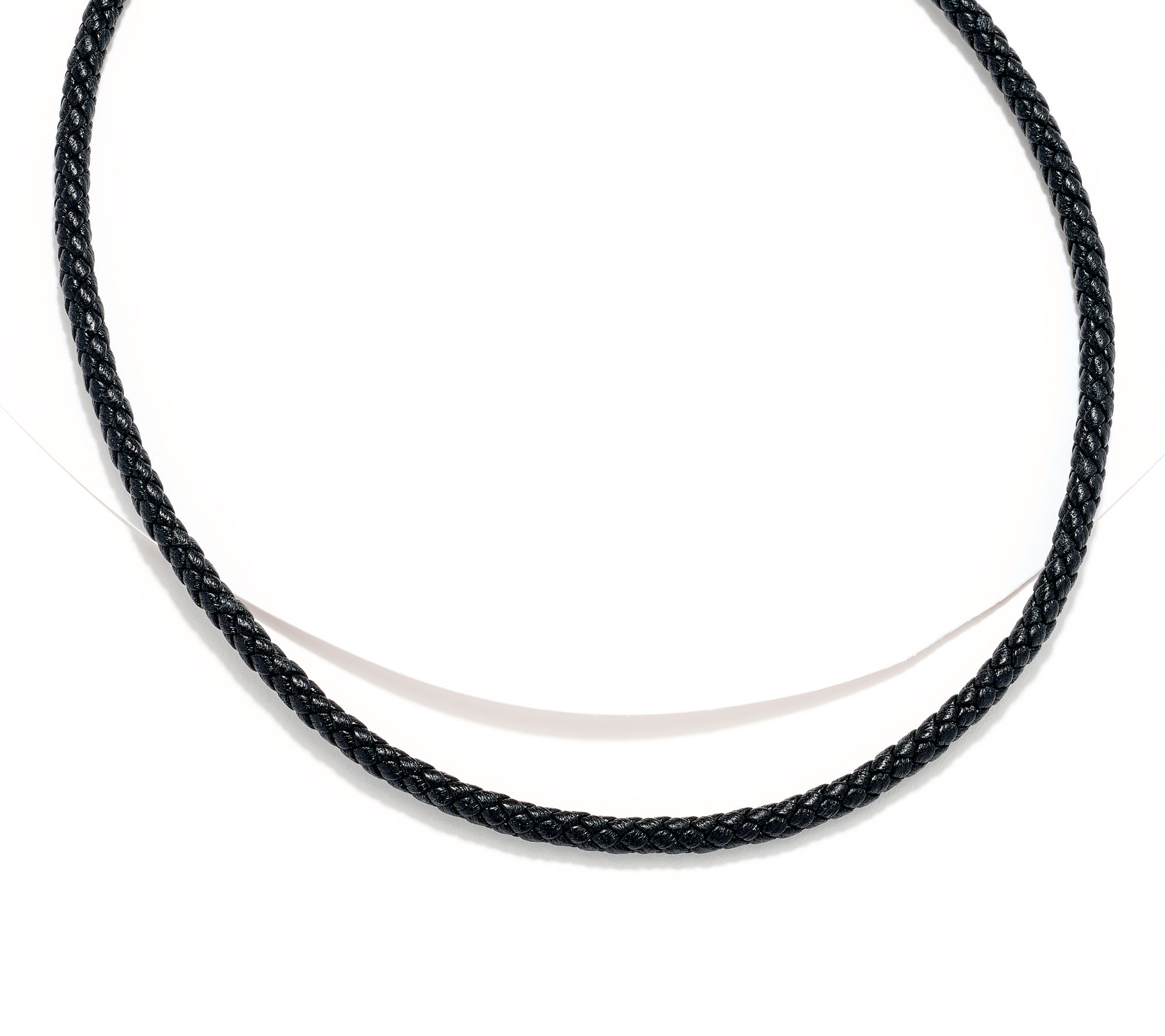 JAI Sterling Silver Braided Genuine Leather 18