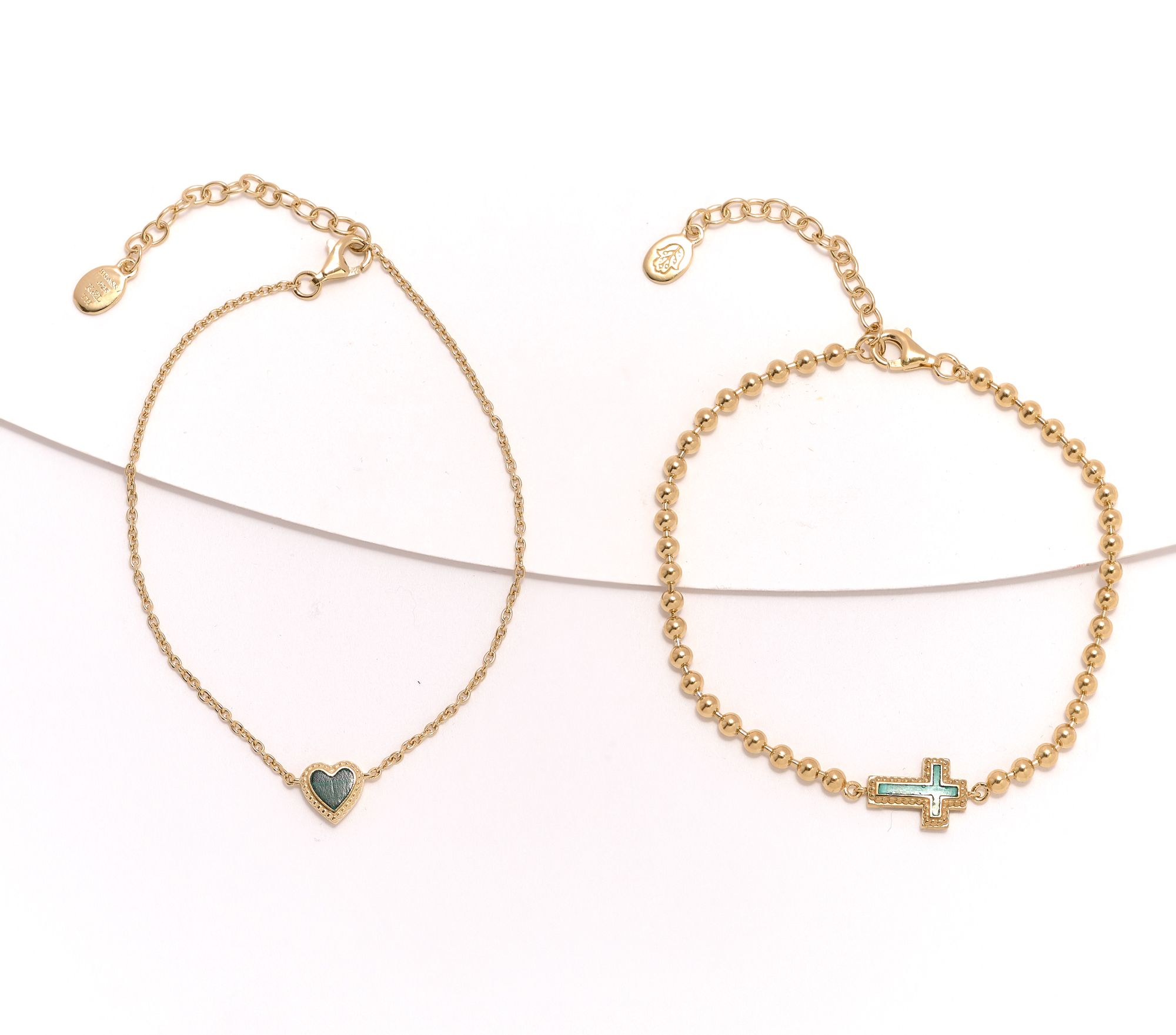 Karma & Luck Set of 2 Kalli Collection Bracelets, Cross & Heart