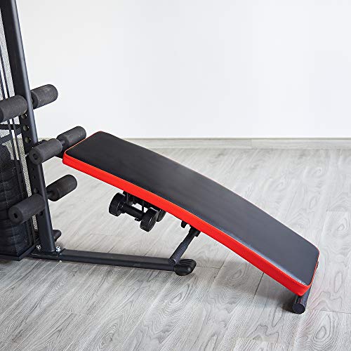 BalanceFrom-Home-Gym-System Workout-Station with 380LB of Resistance, 145LB-Weight Stack, Home Gym- Black & Red