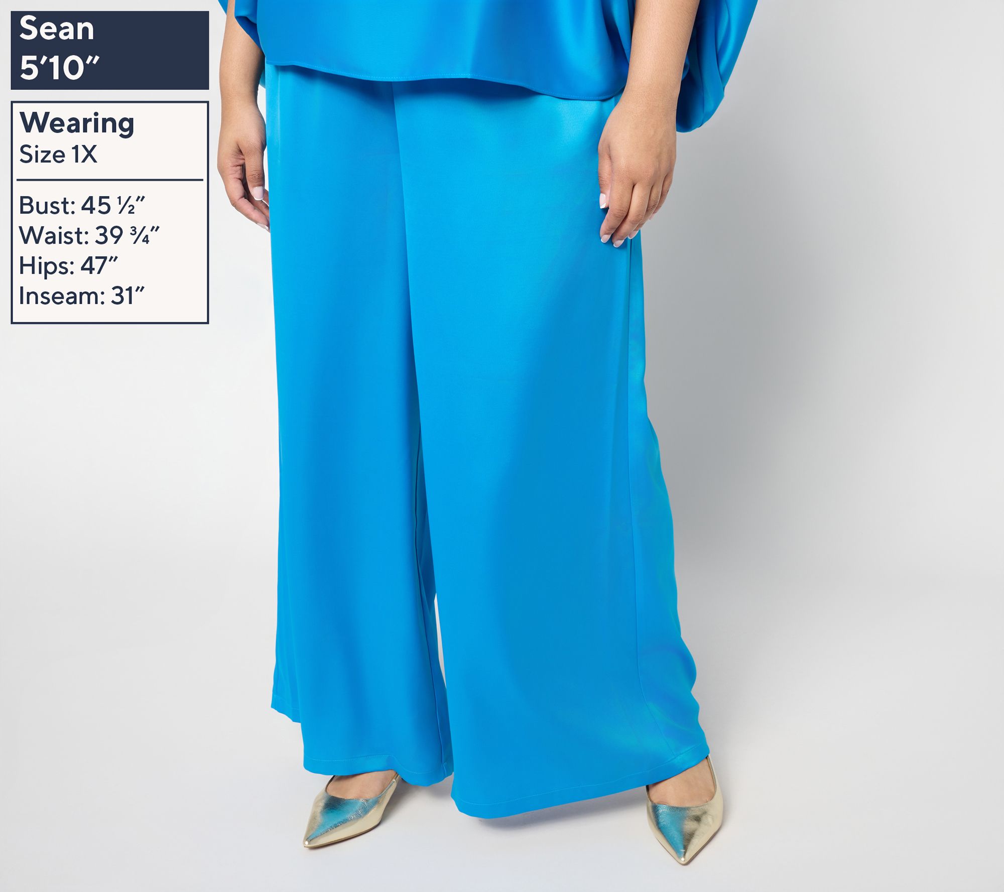 Carla Rockmore Collection Petite Wide Leg Pull-On Satin Pant