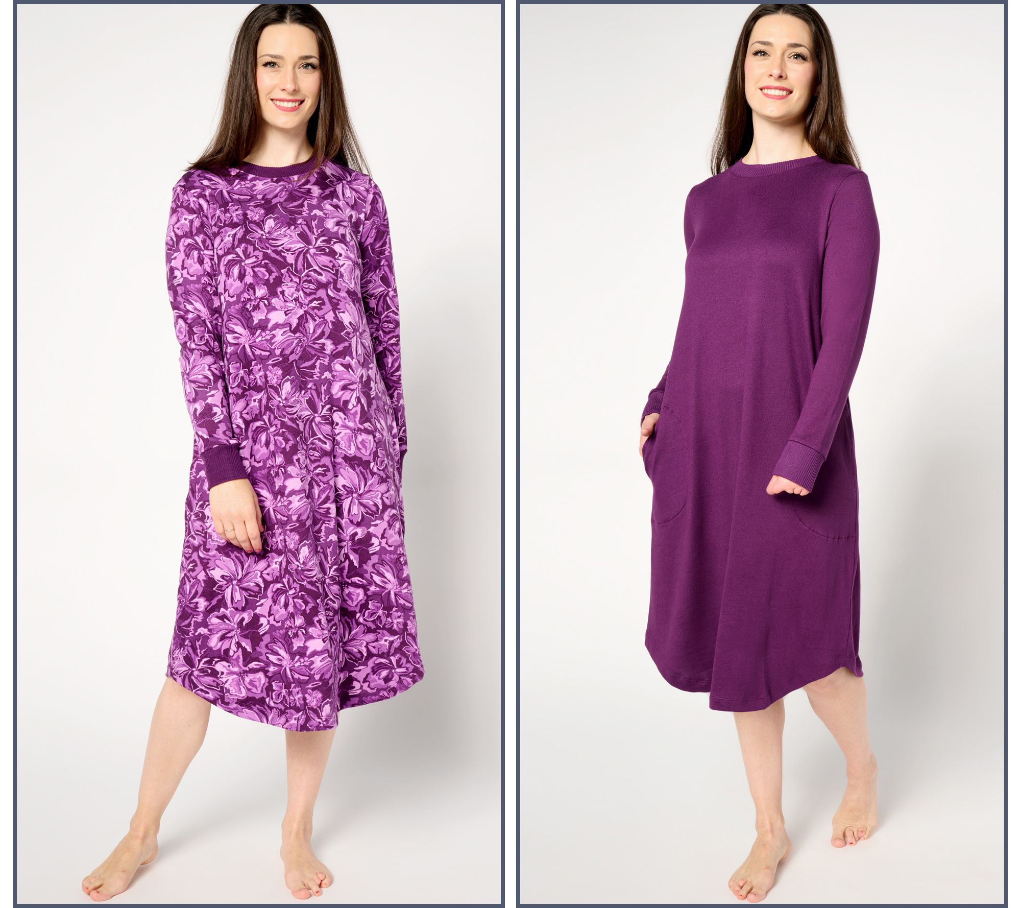 Stan Herman Double Brushed Sweater Knit 2-Pack of Lounge Dresses