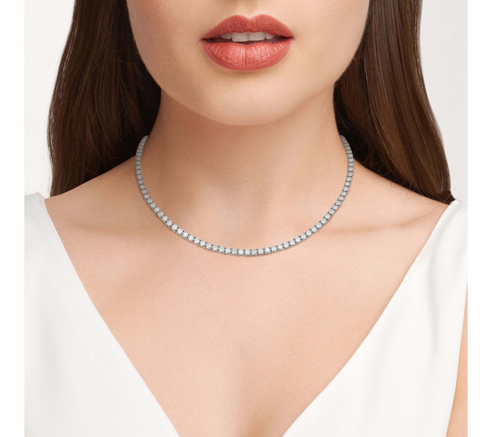 Moissanite 22.65 cttw Tennis Necklace, SterlingSilver