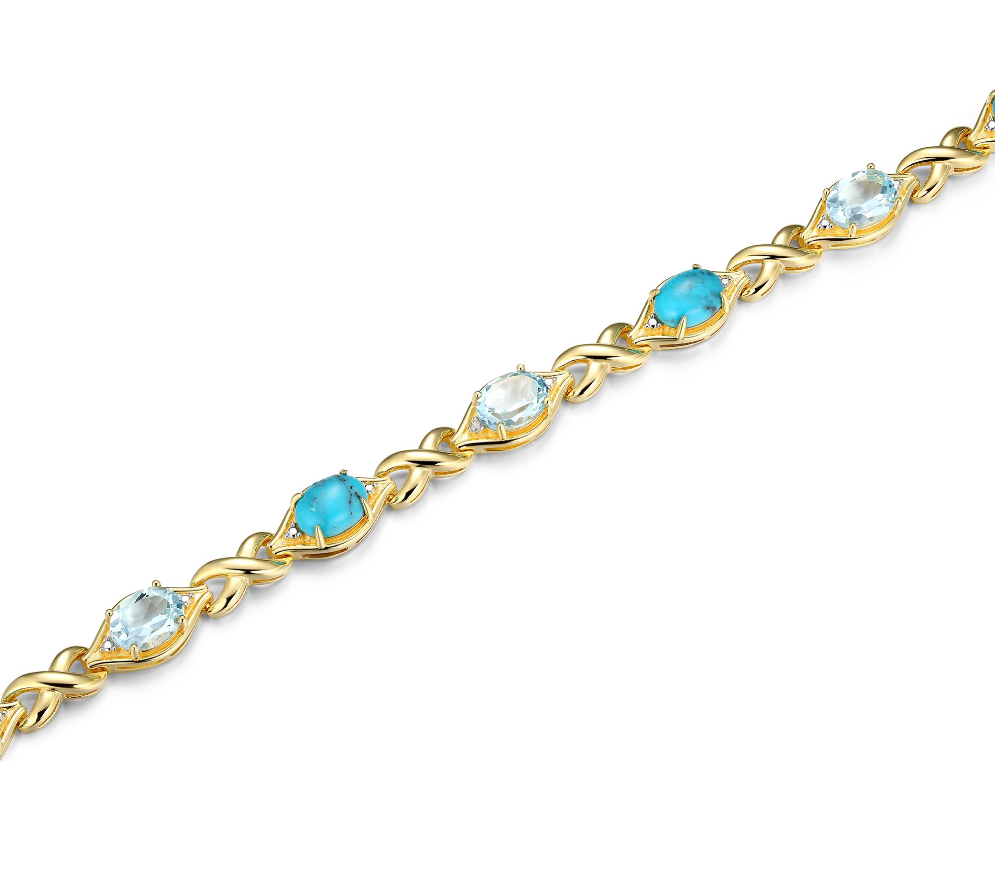 Affinity Gems Turquoise & Topaz Bracelet, 18K Gold Plated