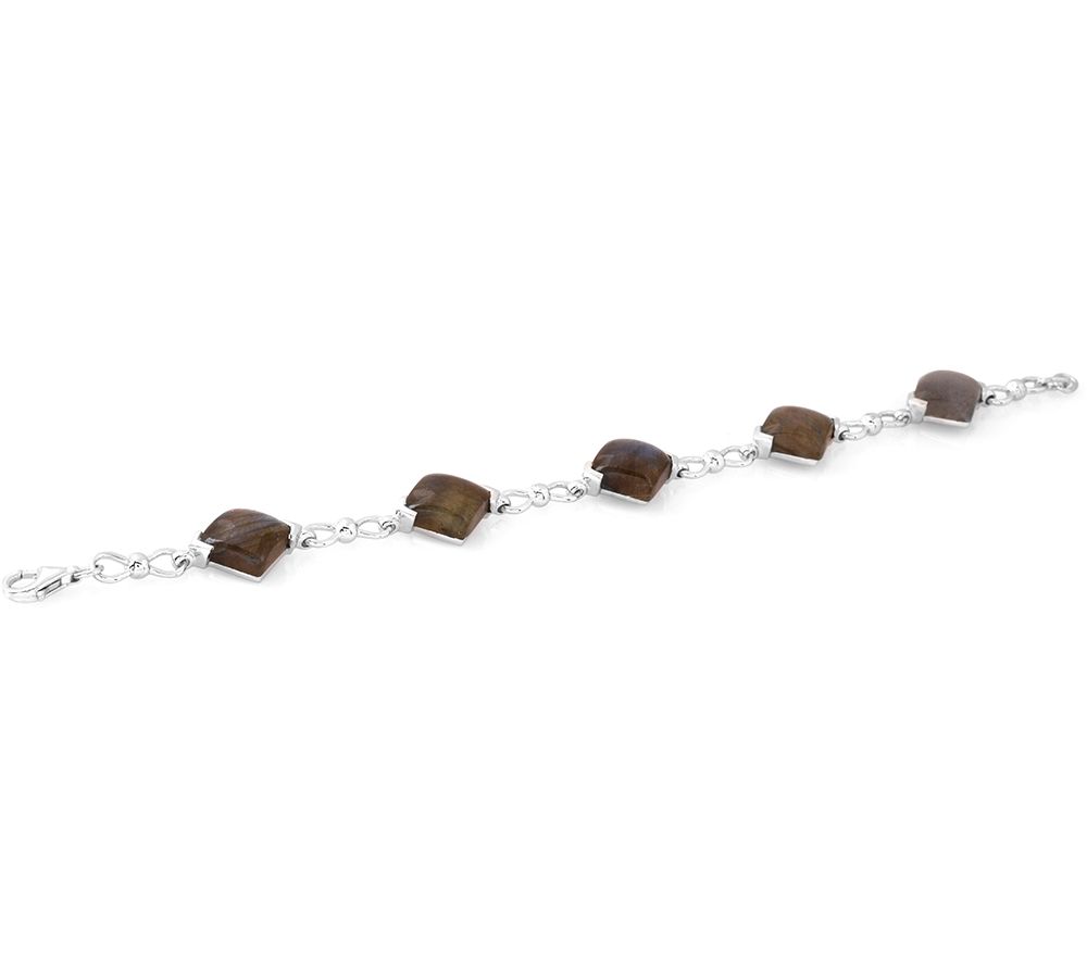 Affinity Gems Labradorite Station Bracelet, Sterling Silver