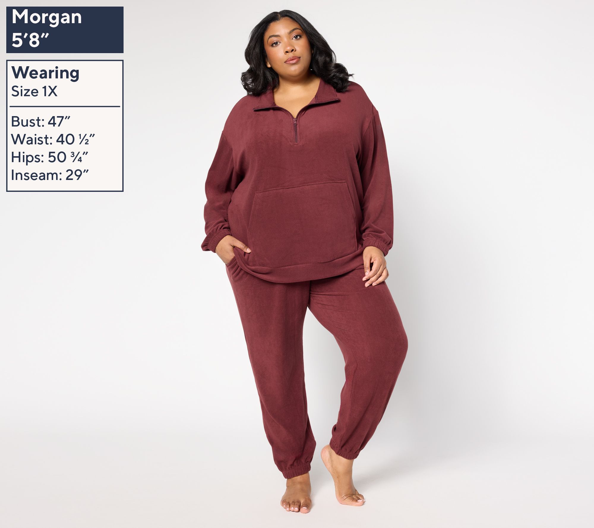 Berkshire Homewear Dobby Rib Microfleece 1/4 Zip Lounge Set