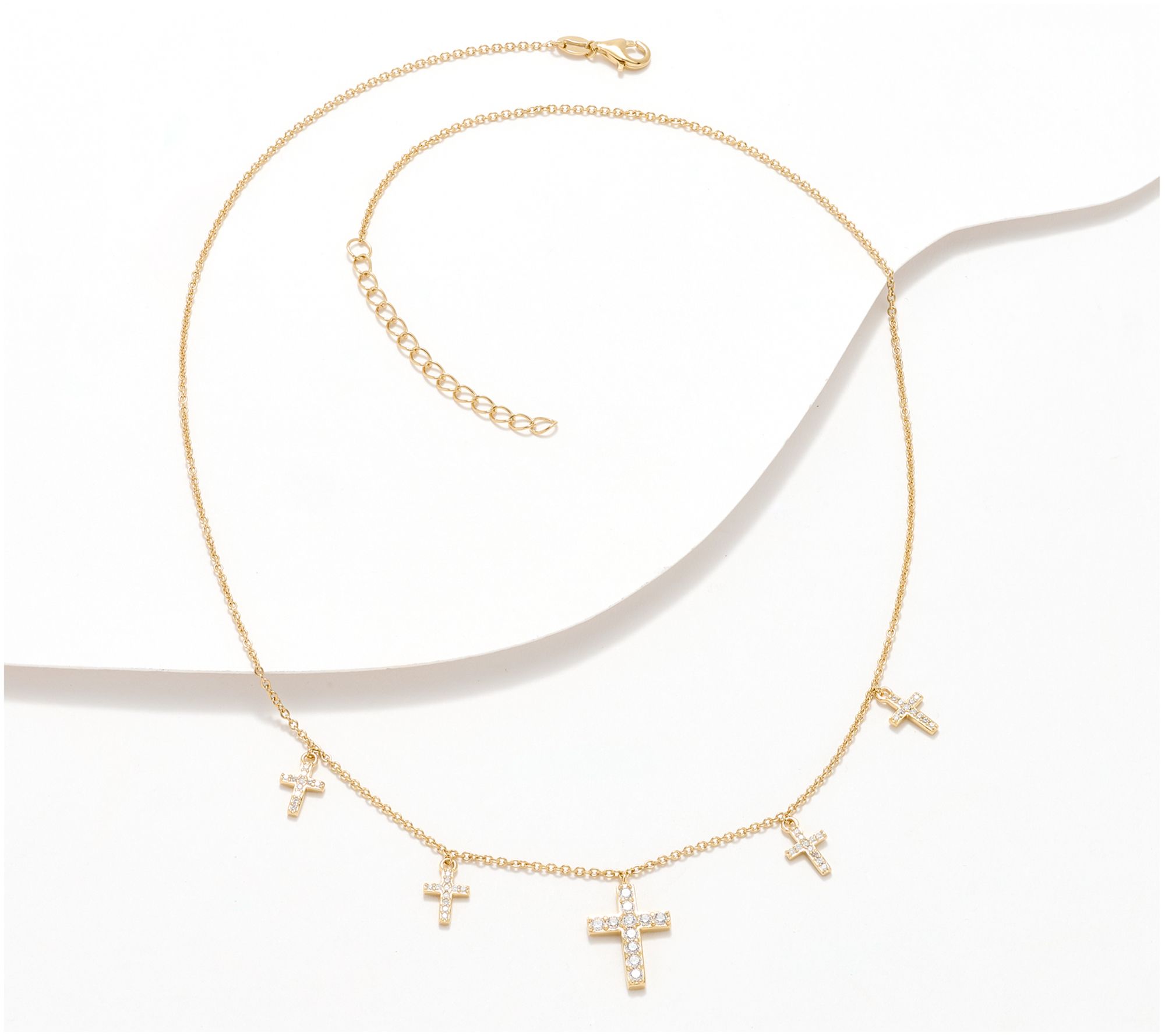 Diamonique Cross Station Necklace, Sterling Silver