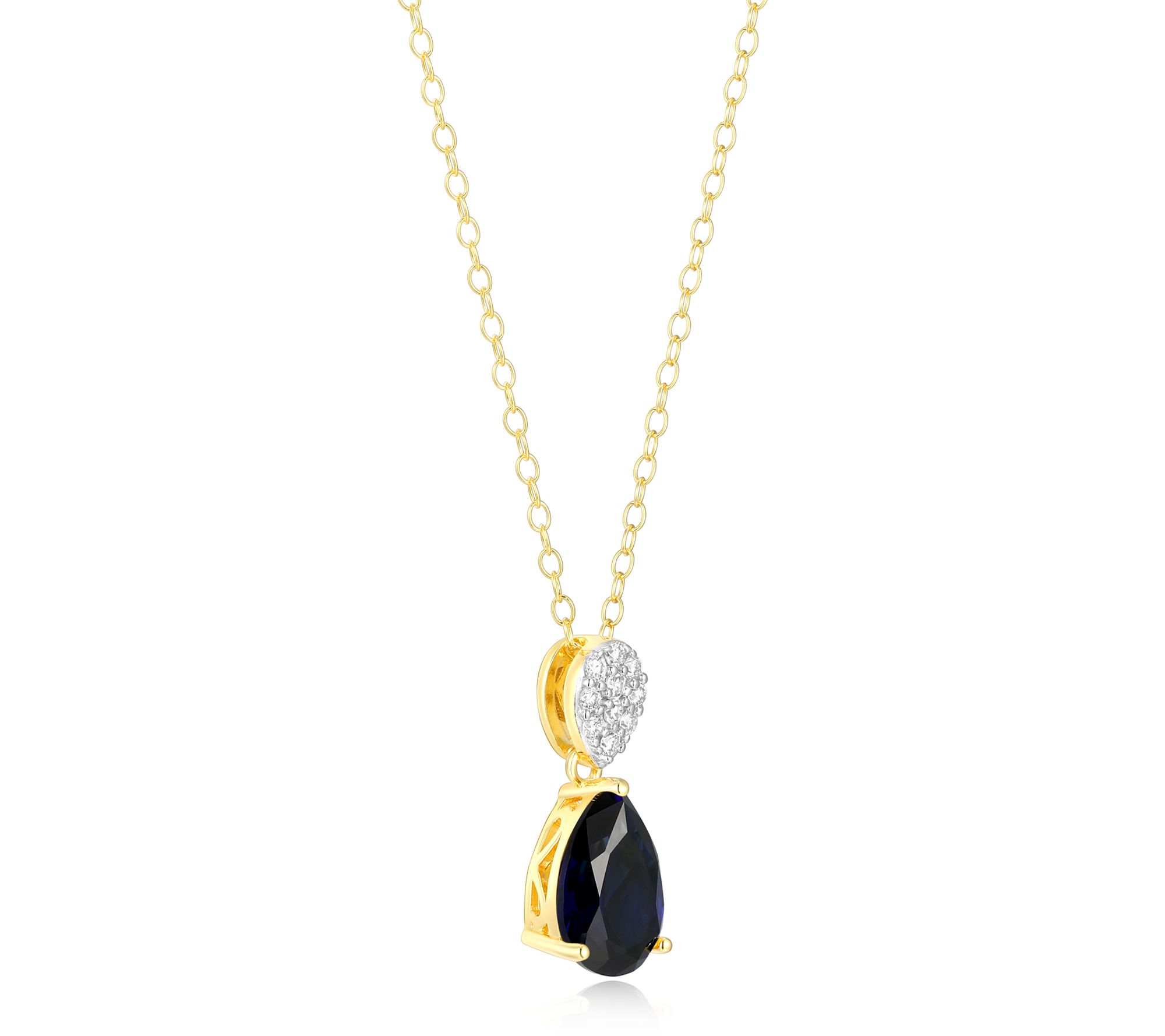 LuxLab Grown Pear Birthstone & Diamond Necklace, 18K Plated