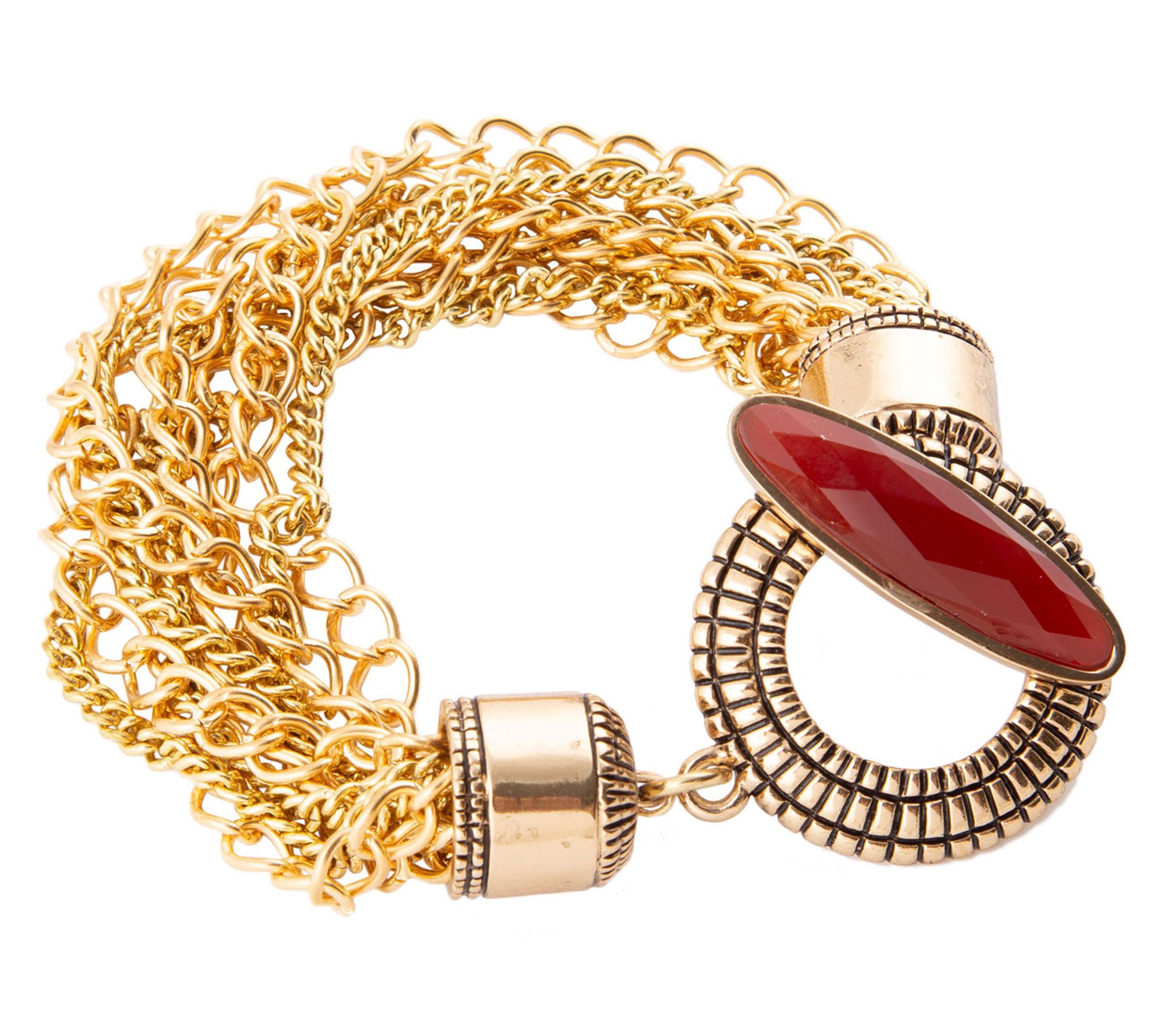 Barse Artisan Crafted Bronze Orange Carnelian Chain Bracelet