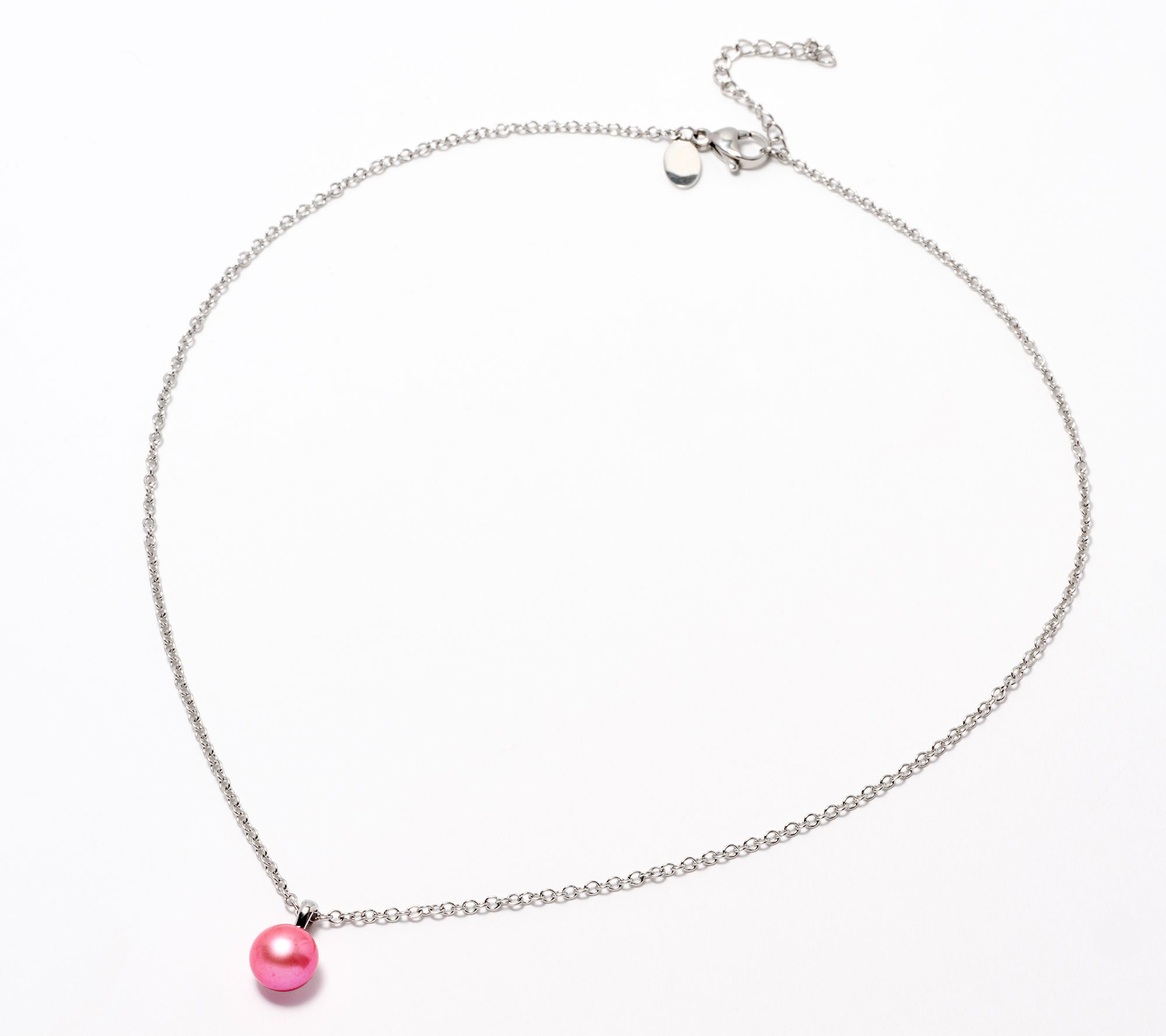 Honora Oval Rolo Link Cultured Button Pearl Solitaire Necklace