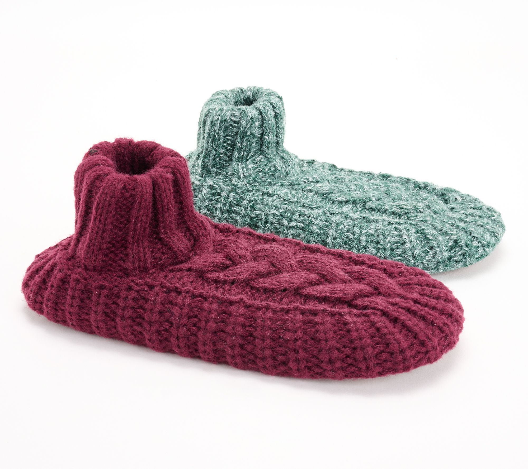 MUK LUKS Set of 2 Aloe Infused Cable Knit Slipper Socks