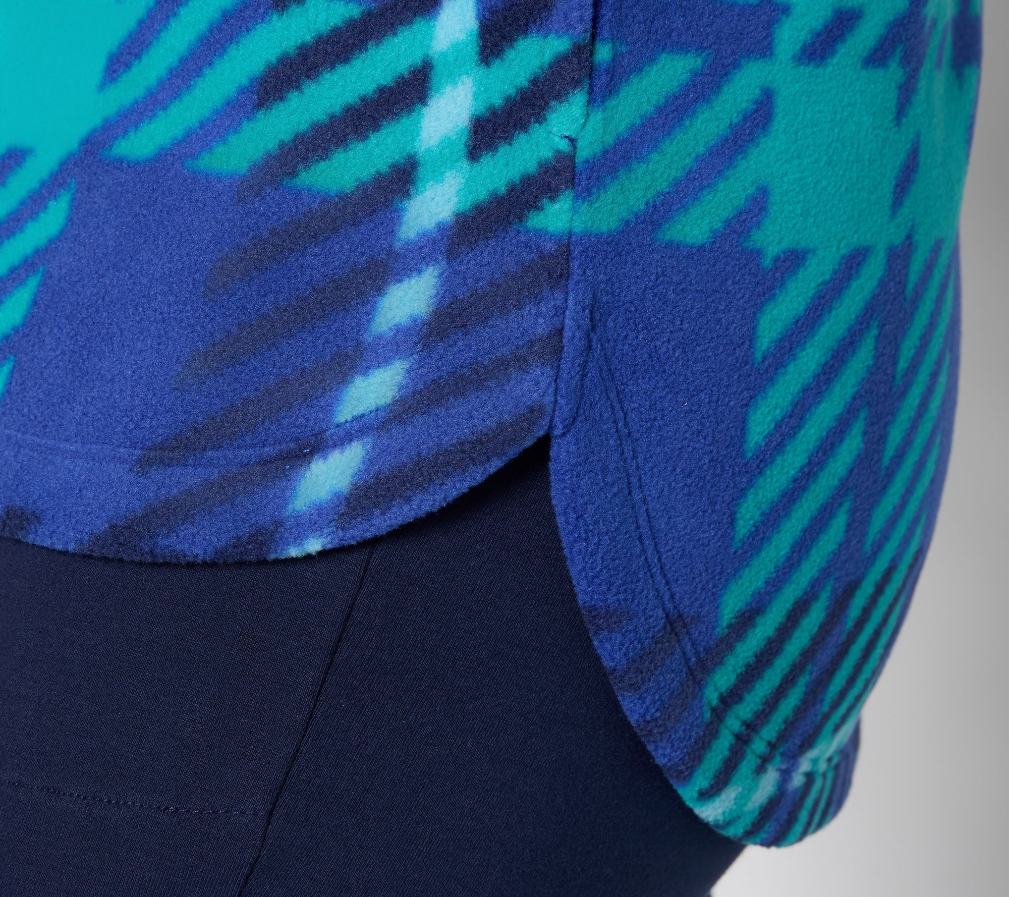 Denim & Co. Active Fleece Printed Zip Front Hooded Jacket