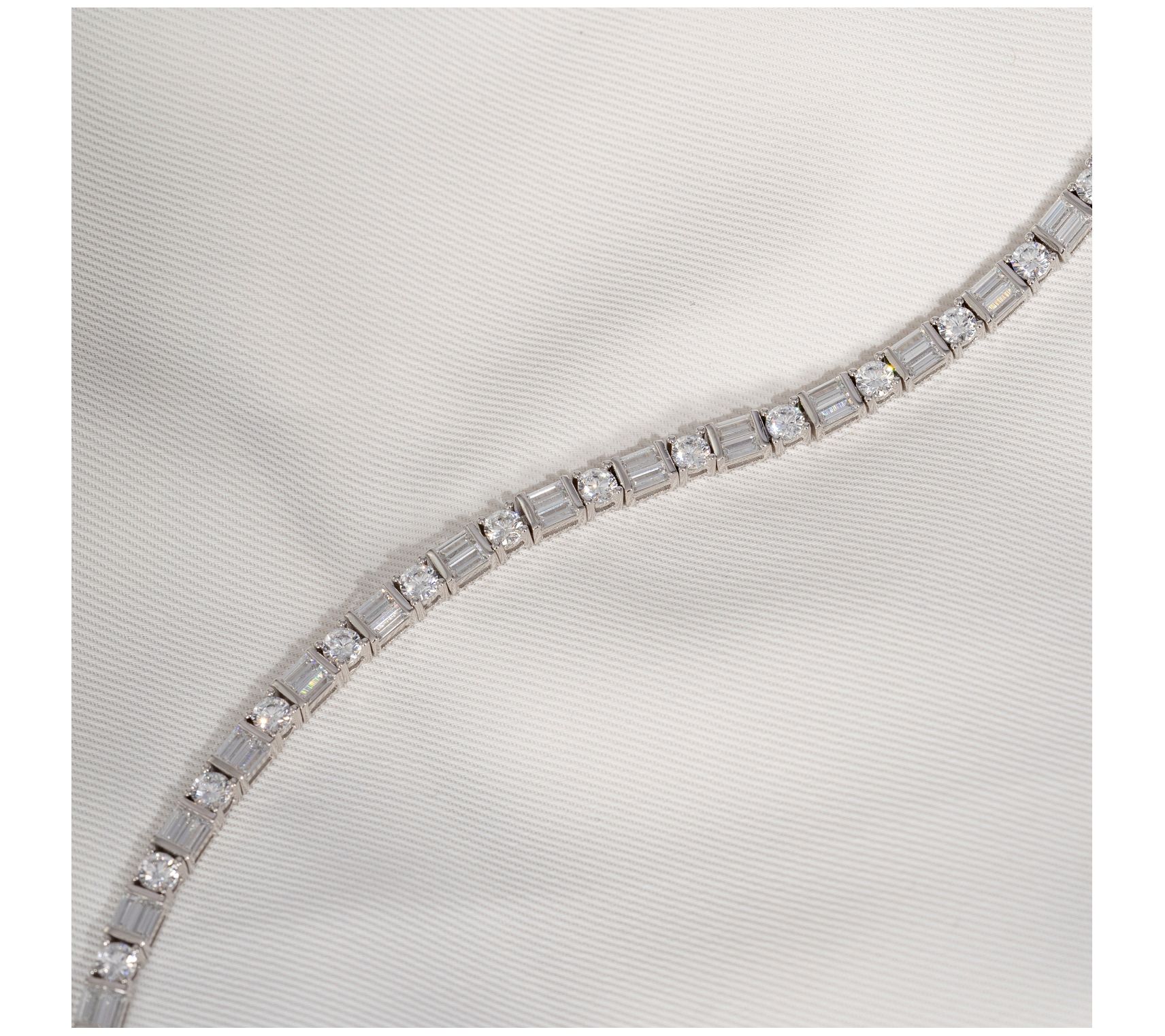 Diamonique Baguette Tennis Bracelet, Platinum Clad